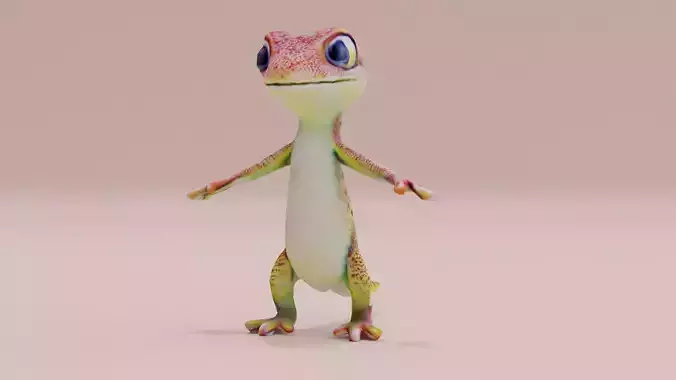 Gecko Reptile T-pose Low High Poly Character Low-poly 3D model