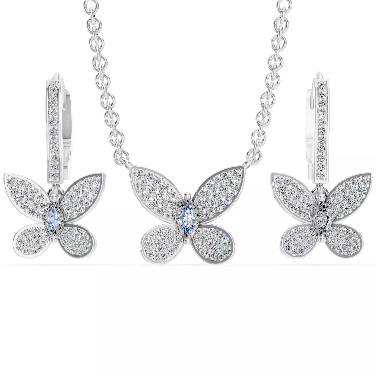 Graff Butterfly Pendant and Earrings 3D print model