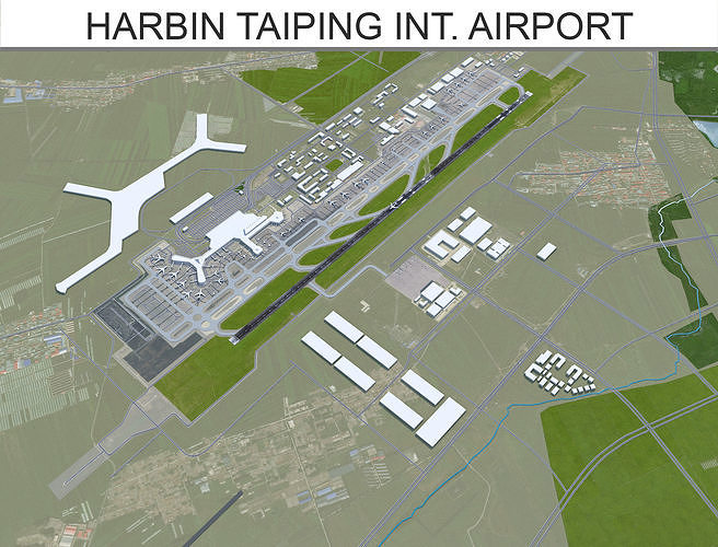 Harbin Taiping International Airport Low-poly 3D model