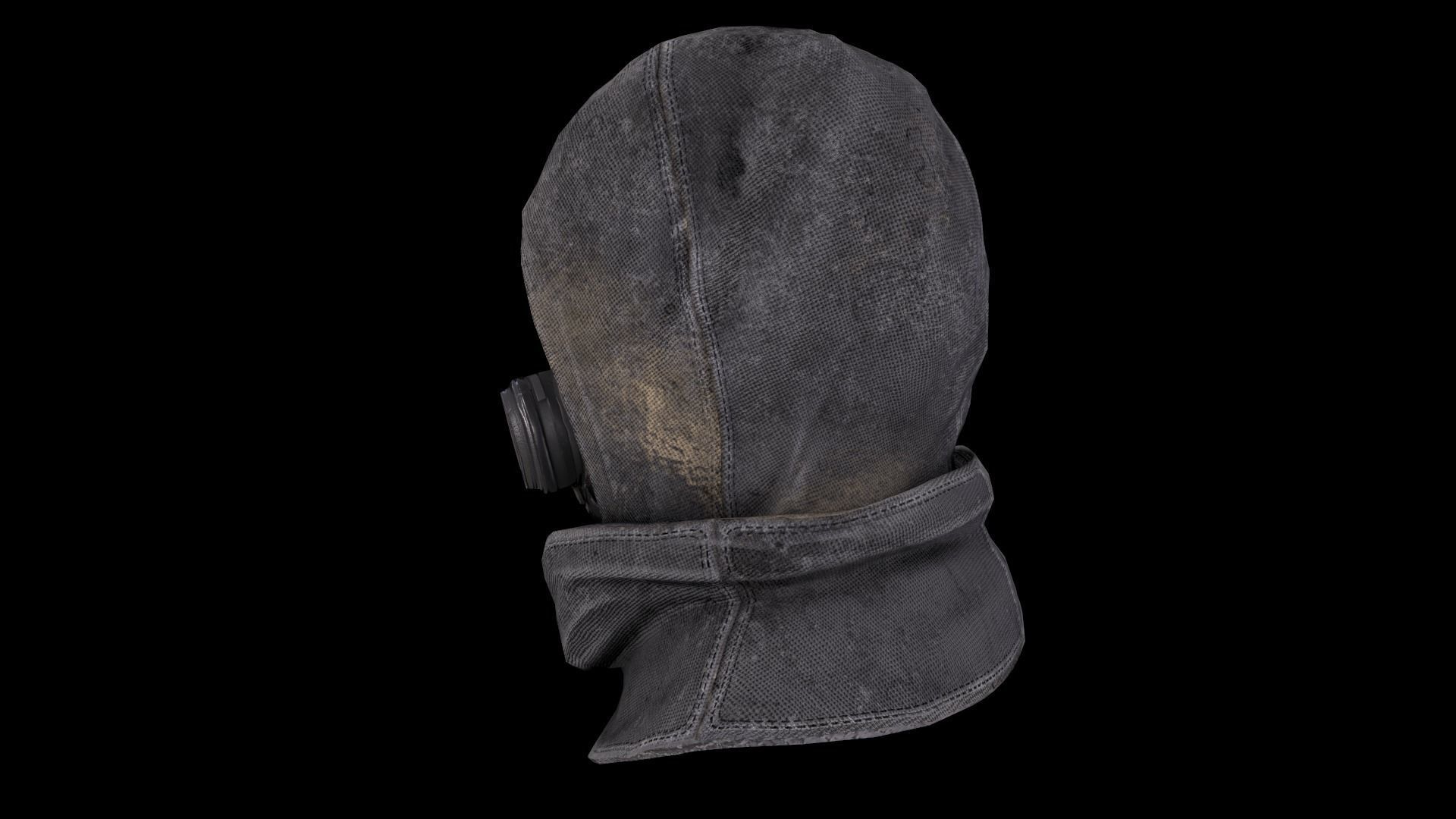 Postapocalypse gasmask with hood Low-poly 3D model_6