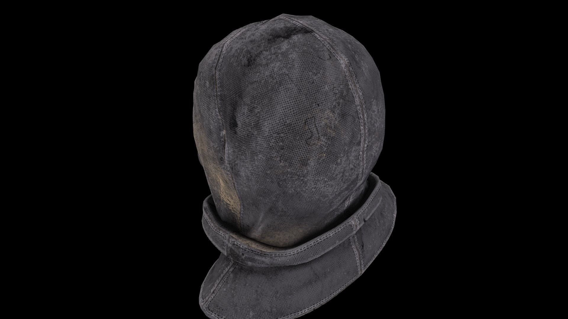 Postapocalypse gasmask with hood Low-poly 3D model_8