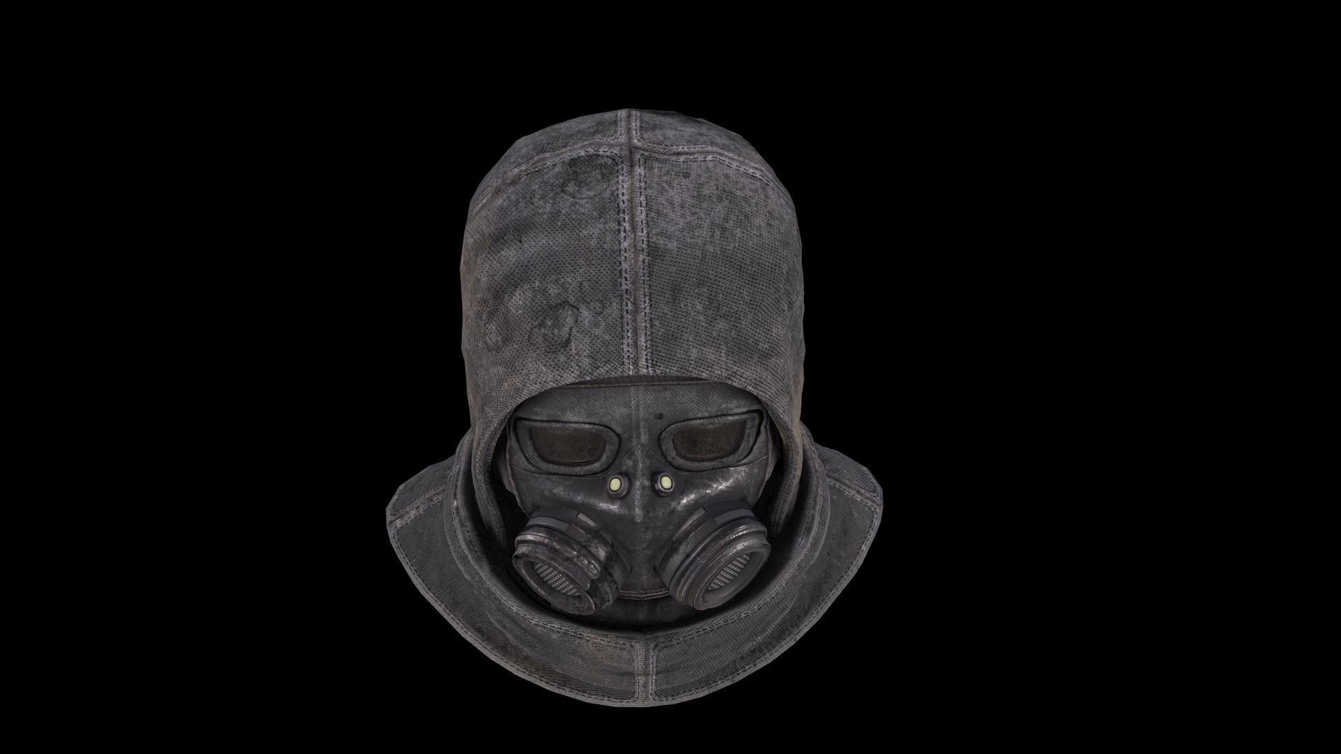 Postapocalypse gasmask with hood Low-poly 3D model_5