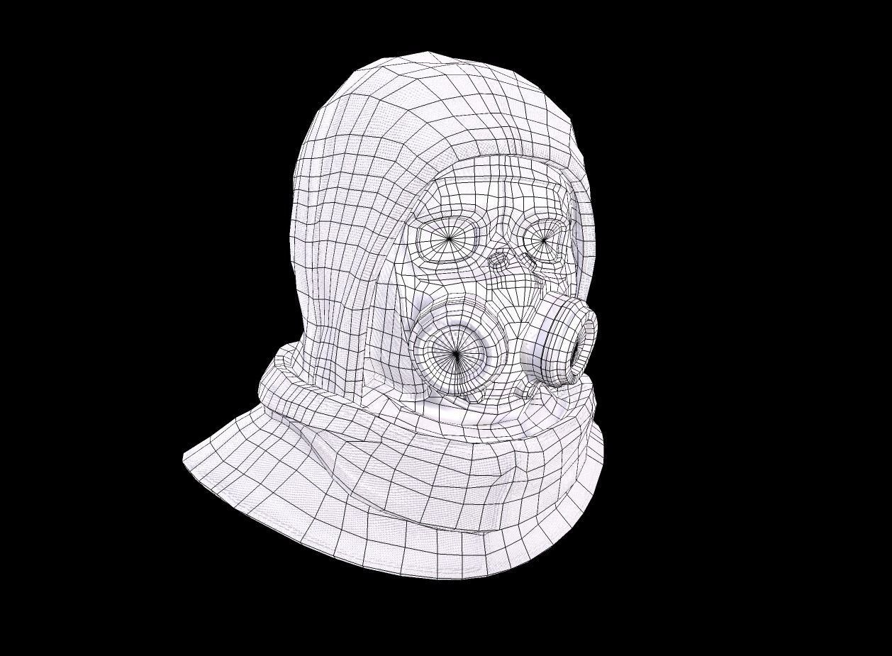 Postapocalypse gasmask with hood Low-poly 3D model_10