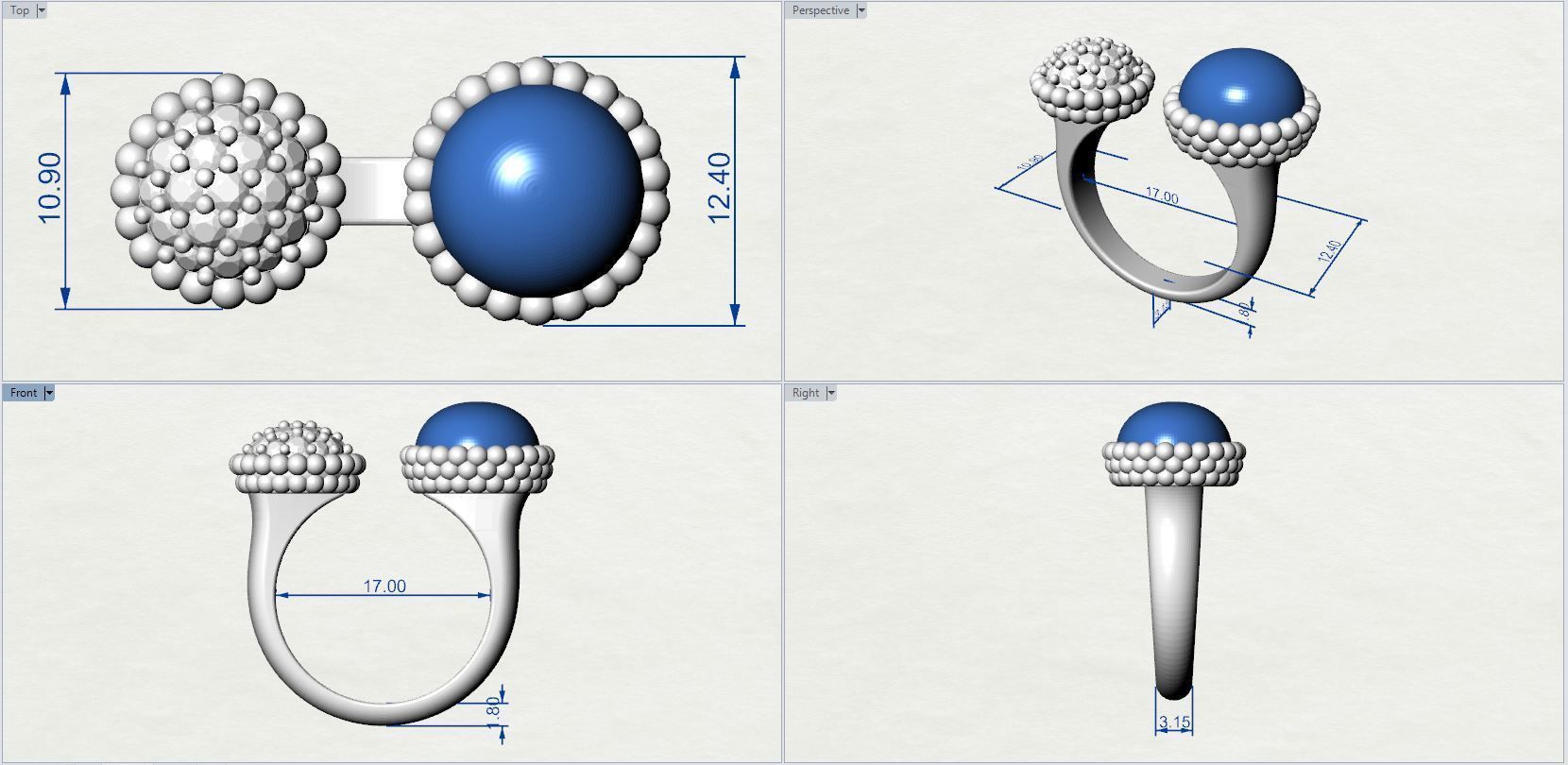 VanCleef Perlee ring 3D print model_6