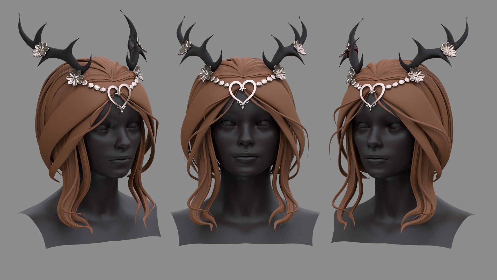 12 Hairstyle With Accessories 3D model_12