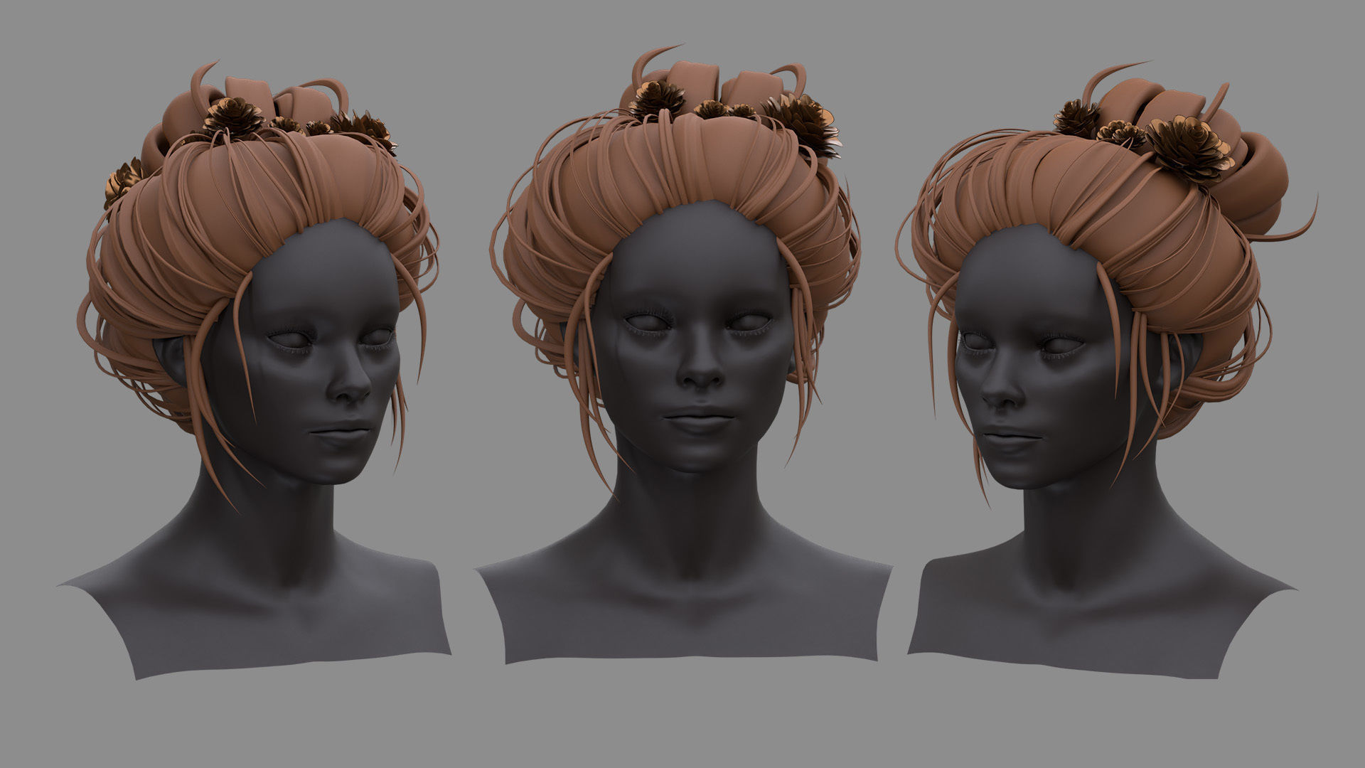 12 Hairstyle With Accessories 3D model_9