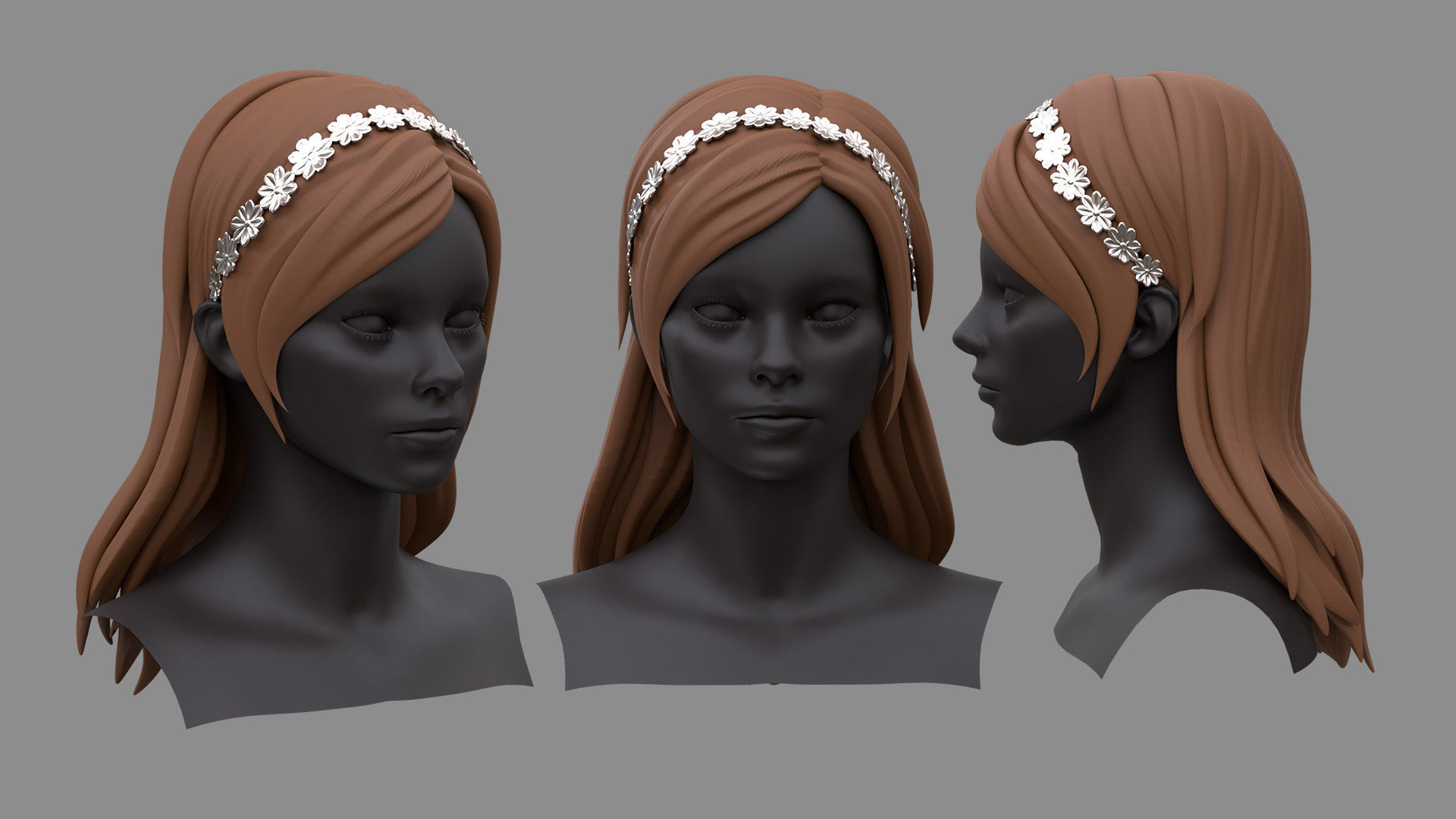 12 Hairstyle With Accessories 3D model_7