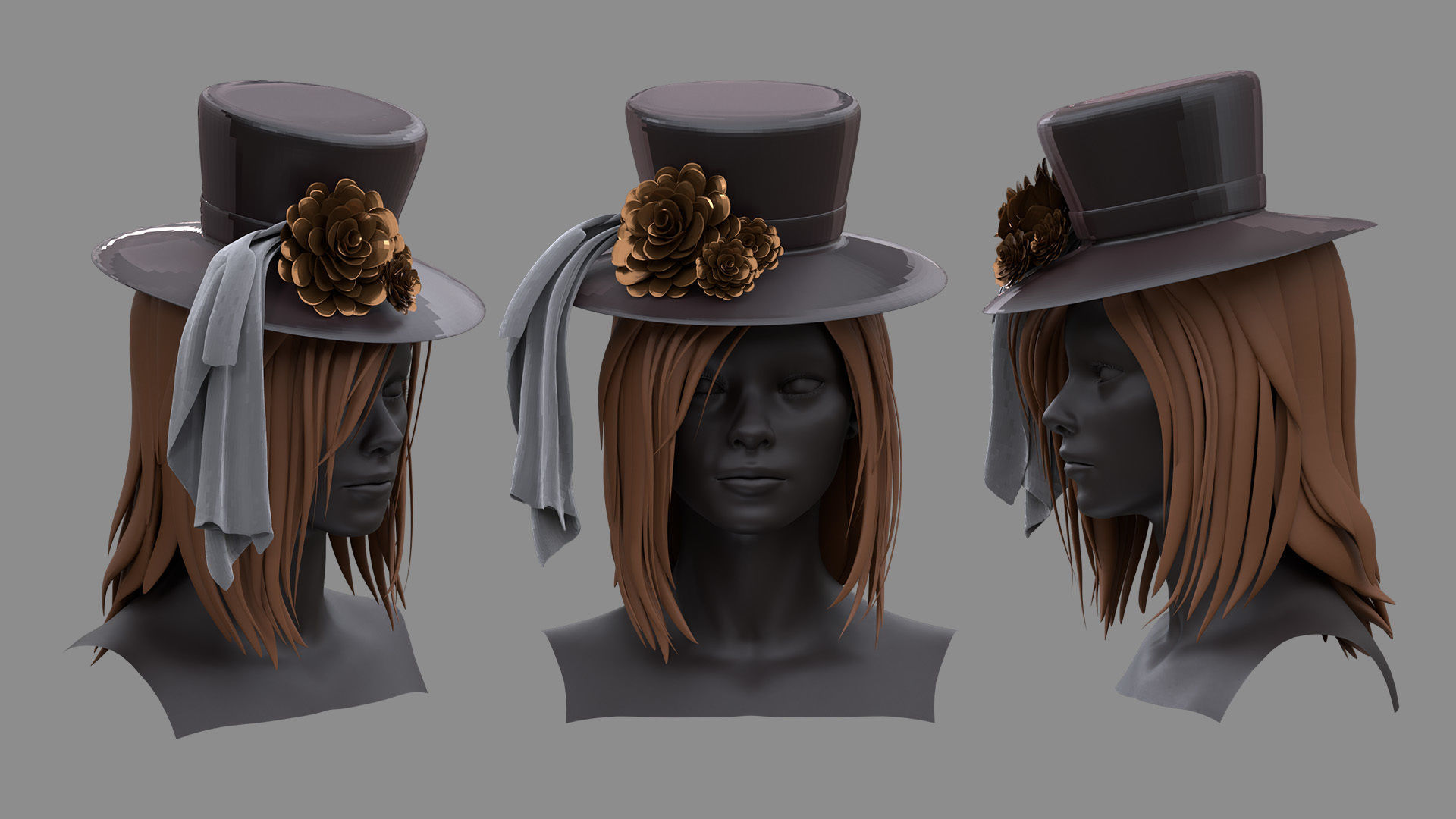 12 Hairstyle With Accessories 3D model_14