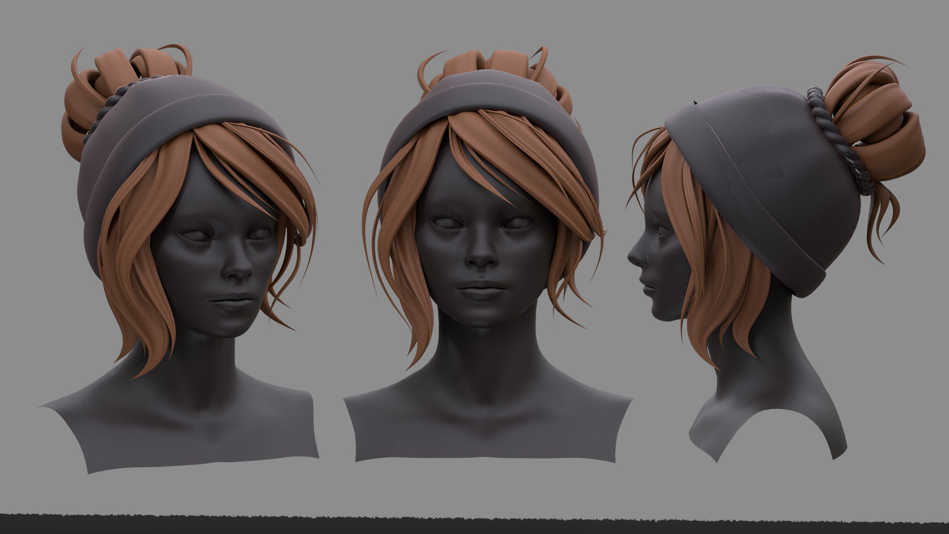 12 Hairstyle With Accessories 3D model_8