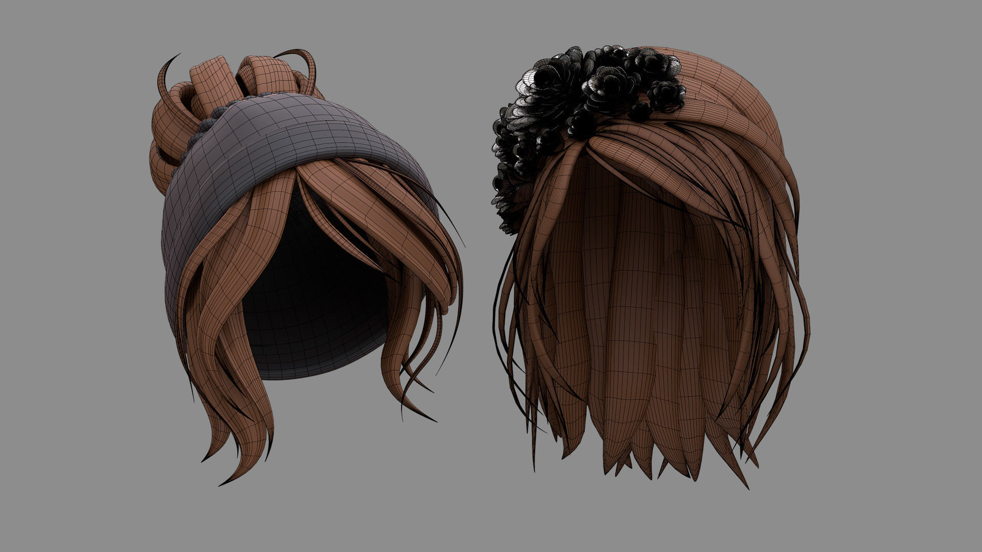 12 Hairstyle With Accessories 3D model_15