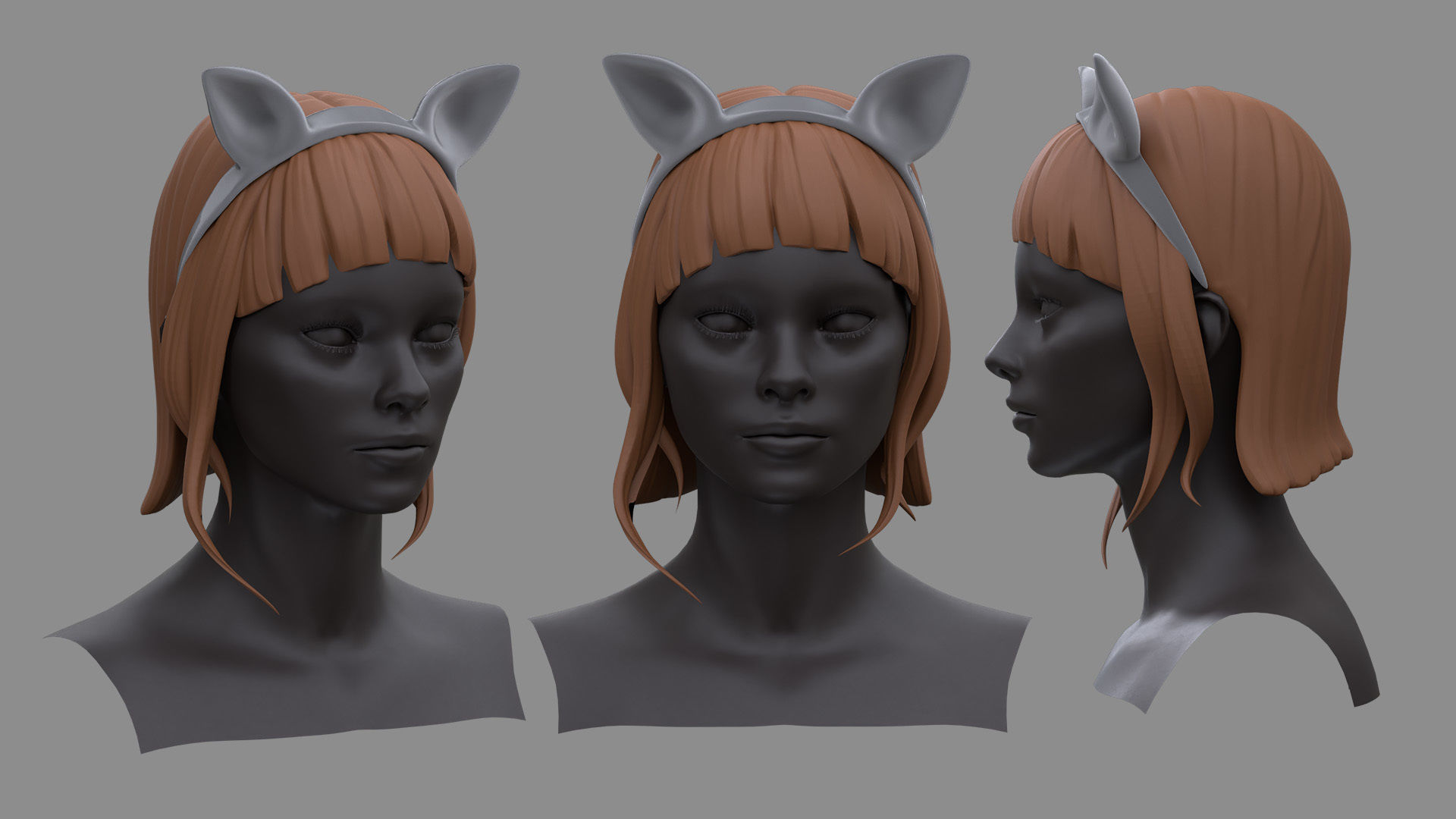 12 Hairstyle With Accessories 3D model_4