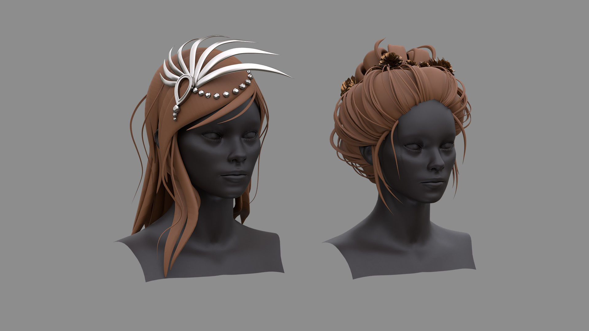 12 Hairstyle With Accessories 3D model_1