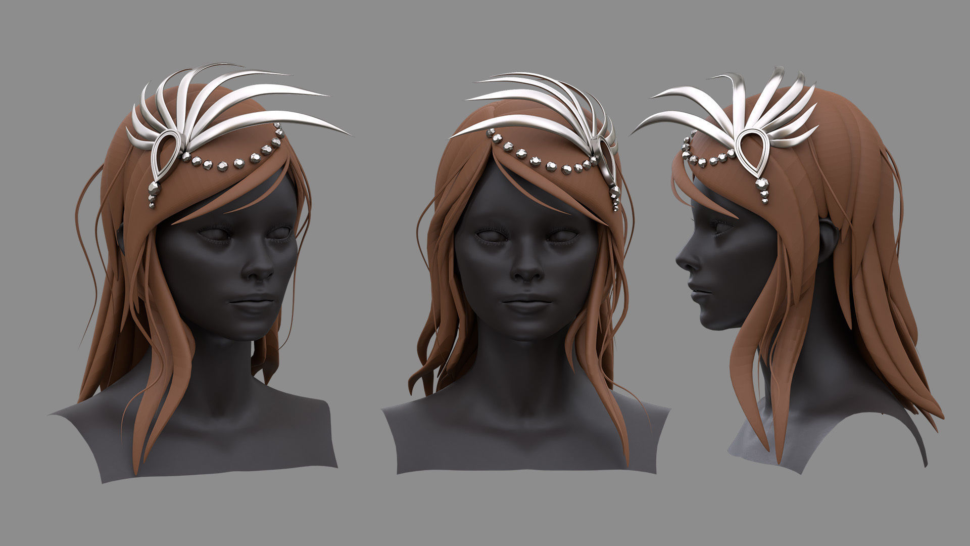 12 Hairstyle With Accessories 3D model_3