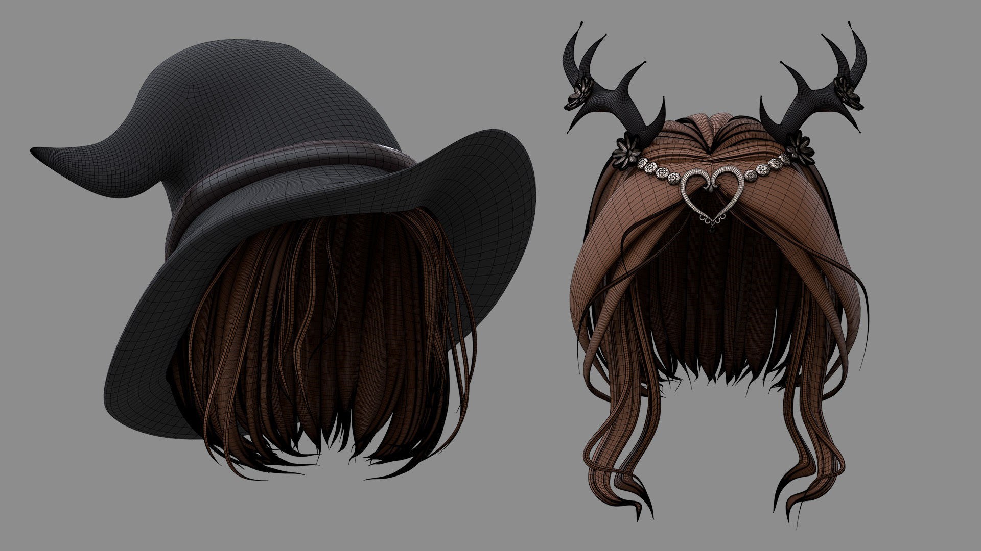 12 Hairstyle With Accessories 3D model_17