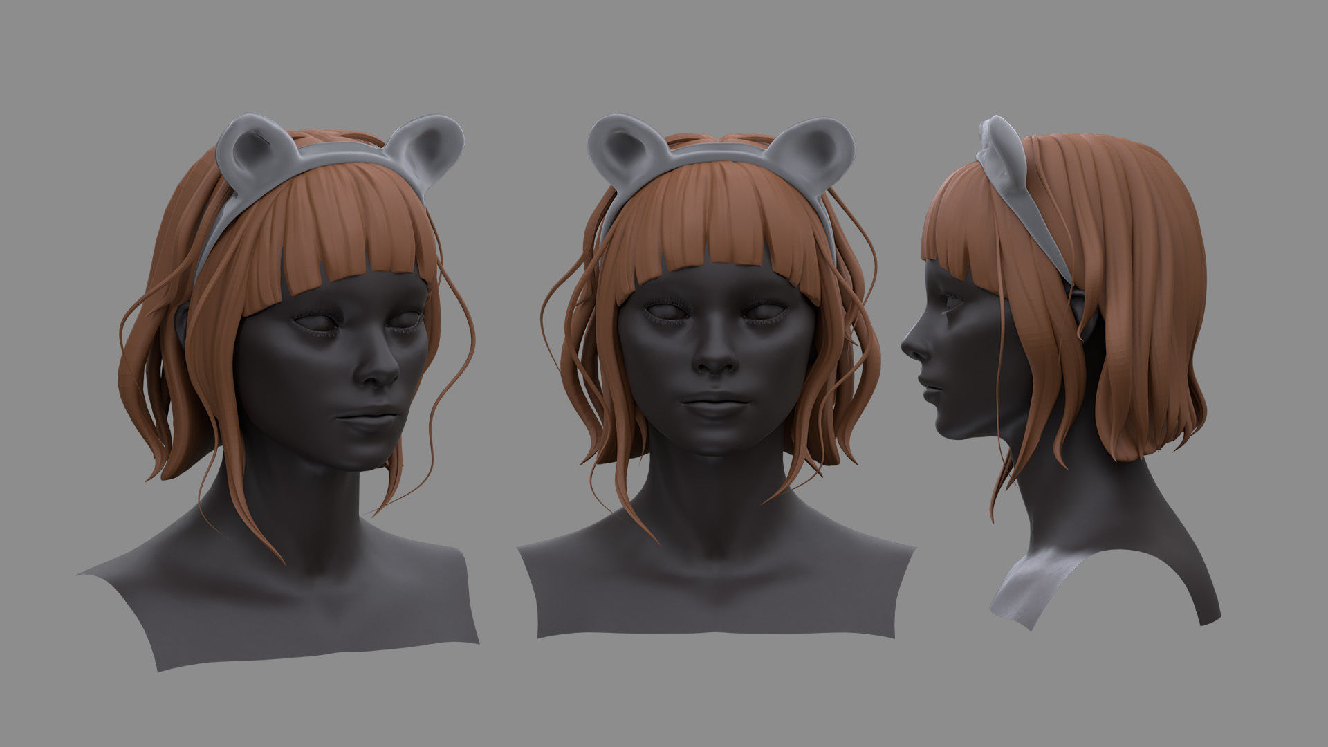 12 Hairstyle With Accessories 3D model_5