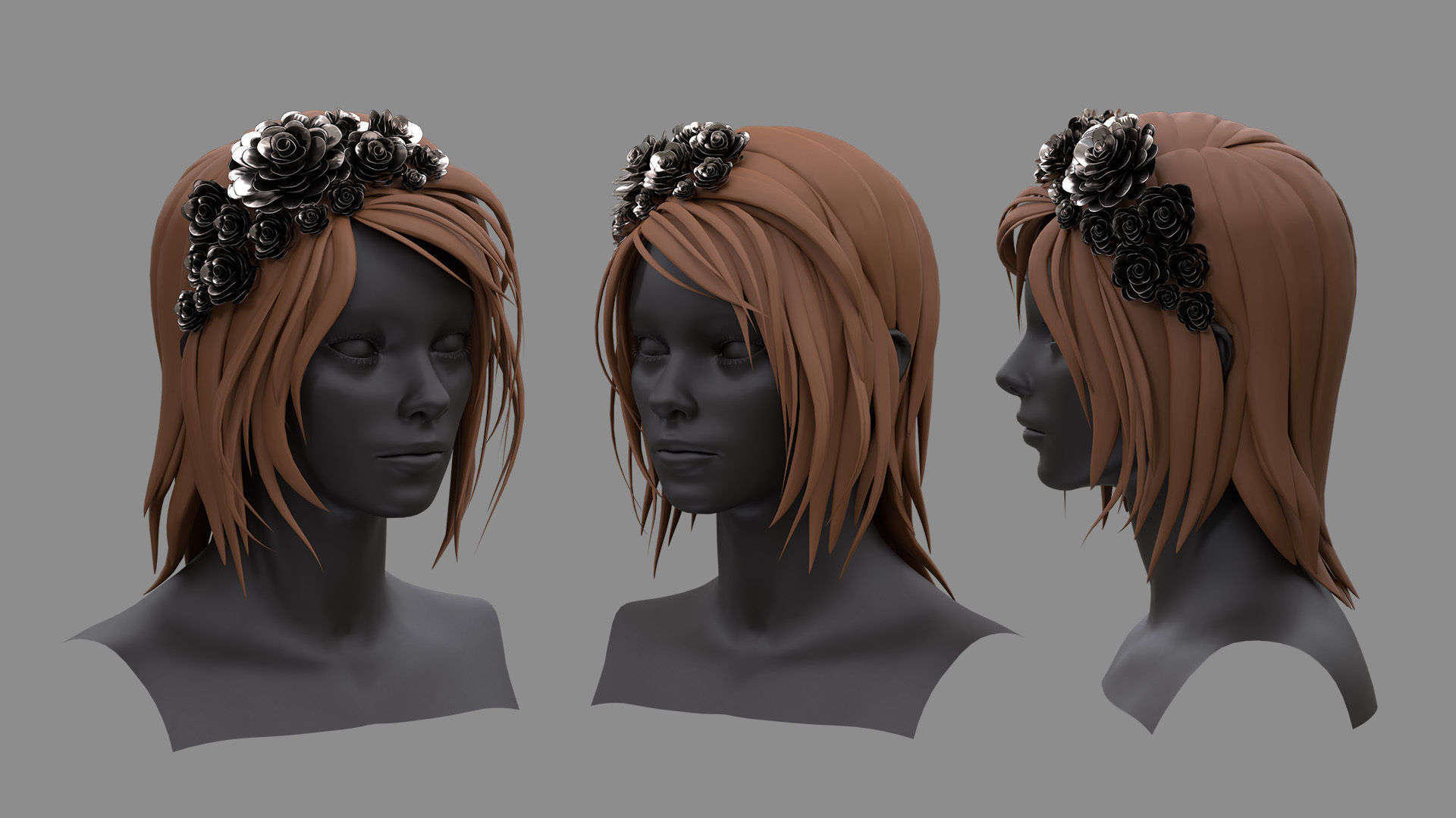 12 Hairstyle With Accessories 3D model_10