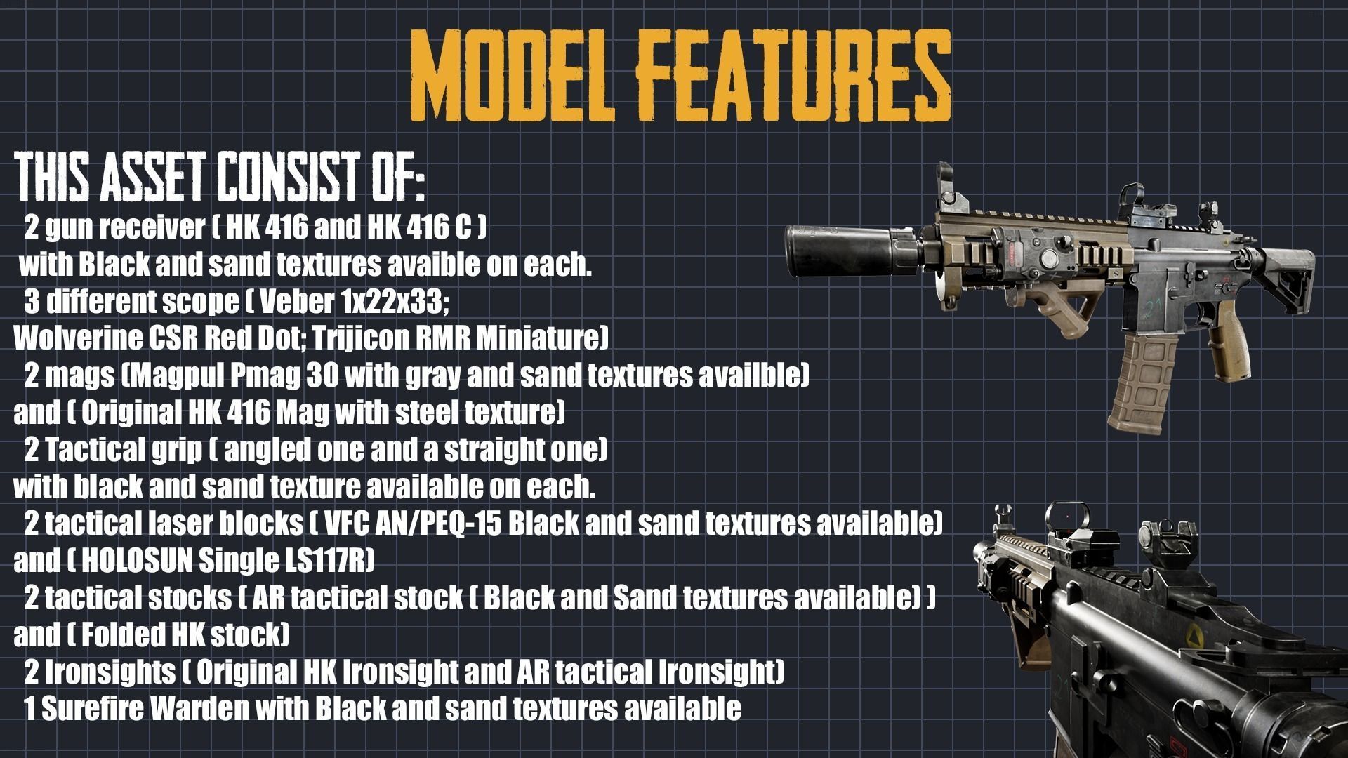 HK 416 Multi Asset Low-poly 3D model_16