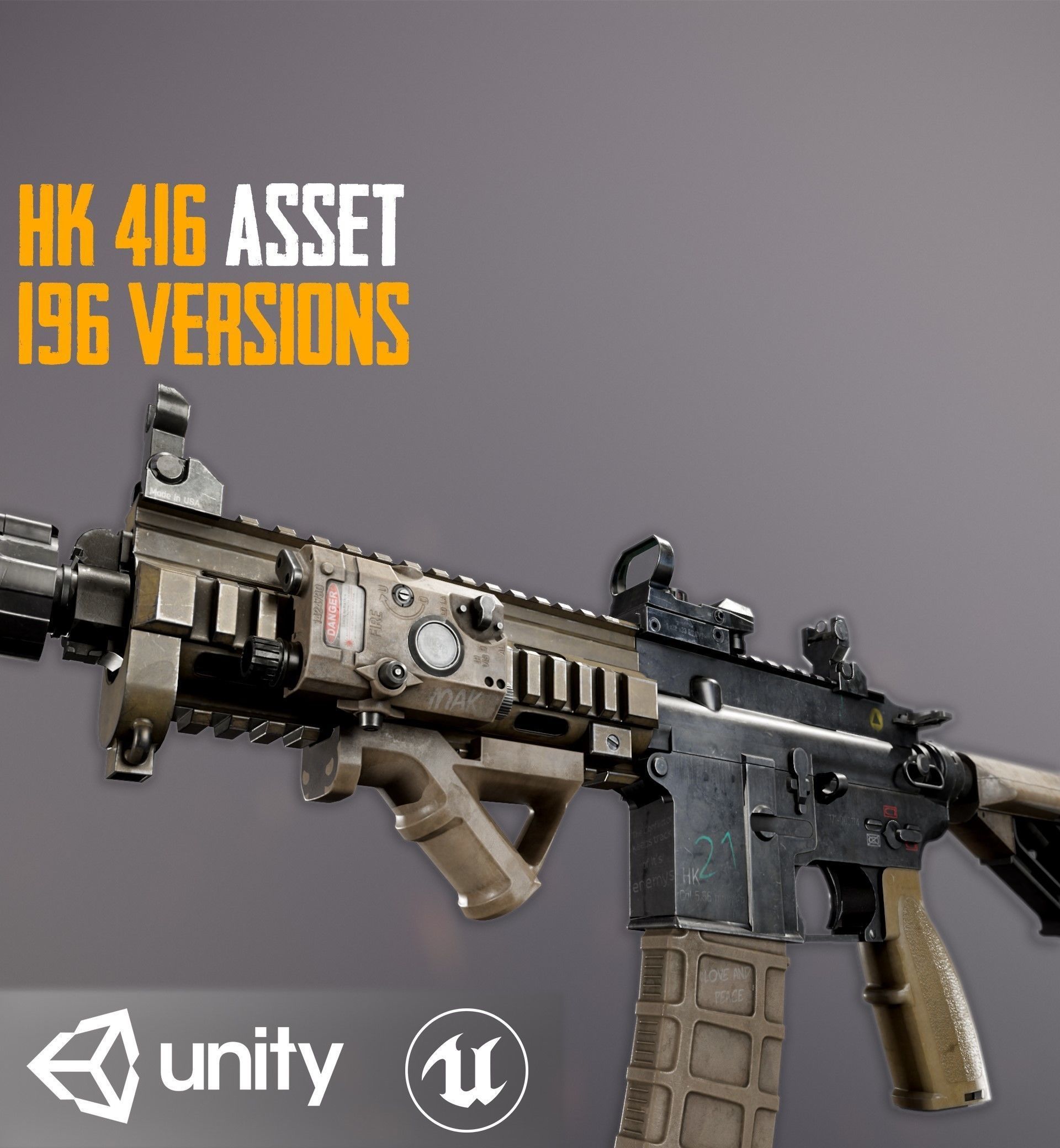 HK 416 Multi Asset Low-poly 3D model_15