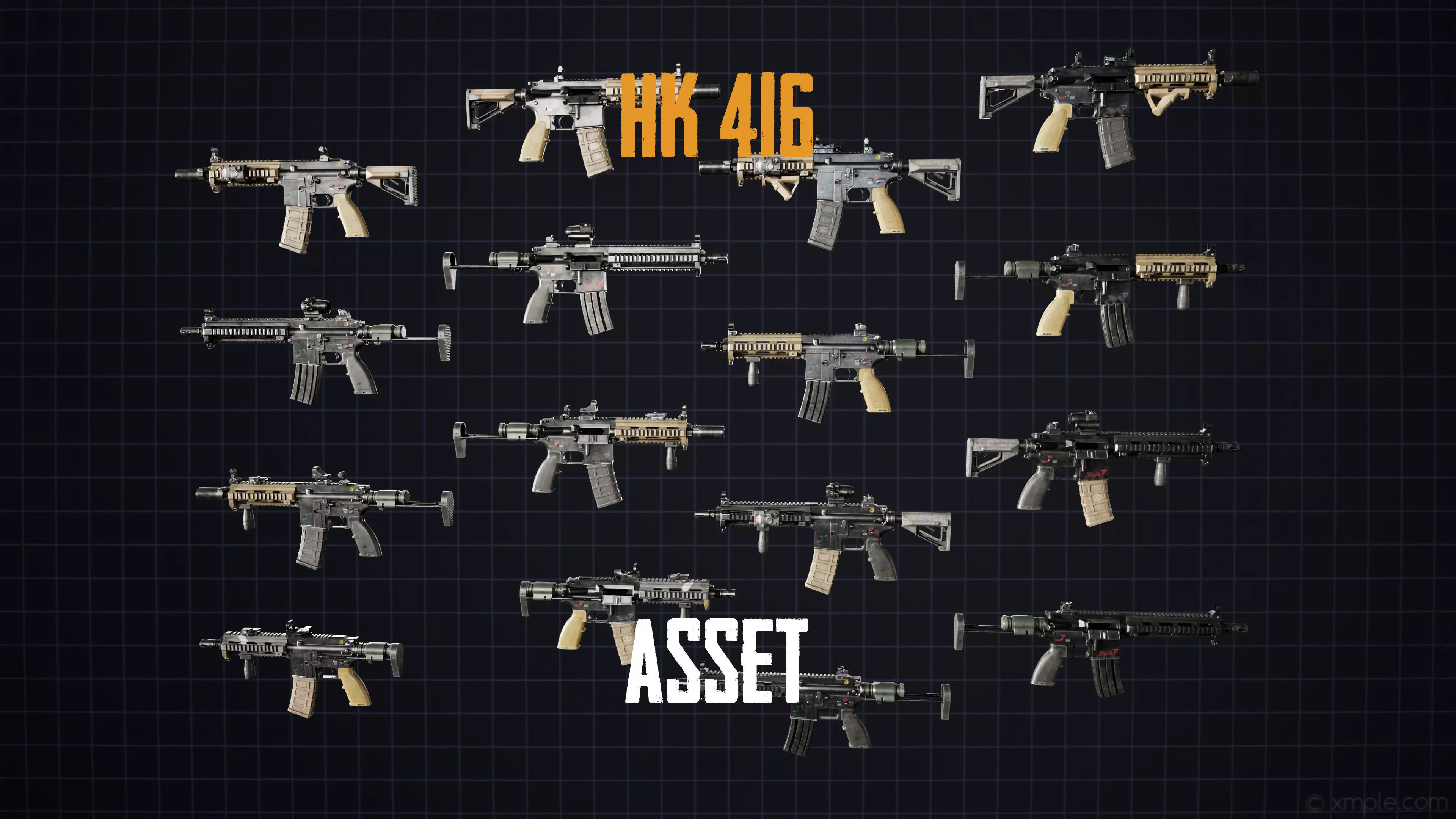 HK 416 Multi Asset Low-poly 3D model_0