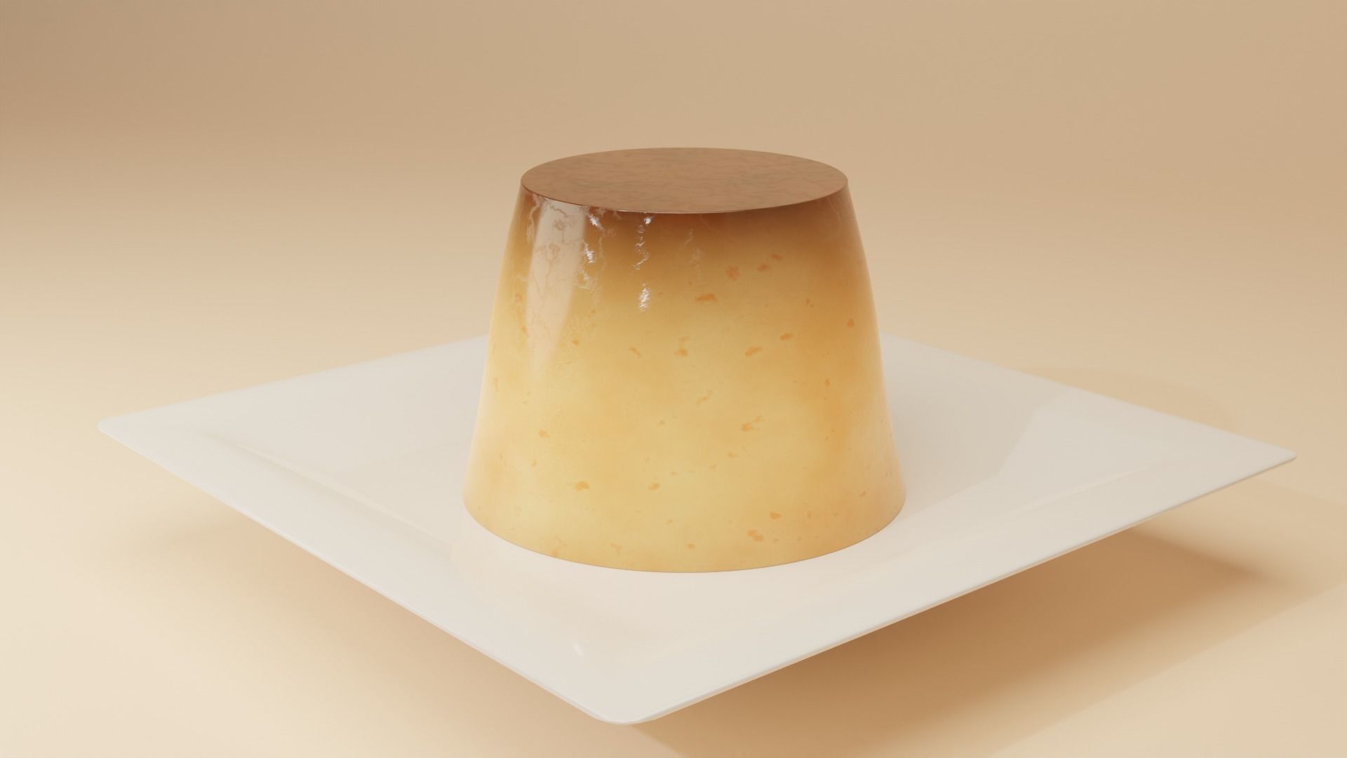 3D Cherry Caramel Cream Pudding Egg Putting Low-poly 3D model_1