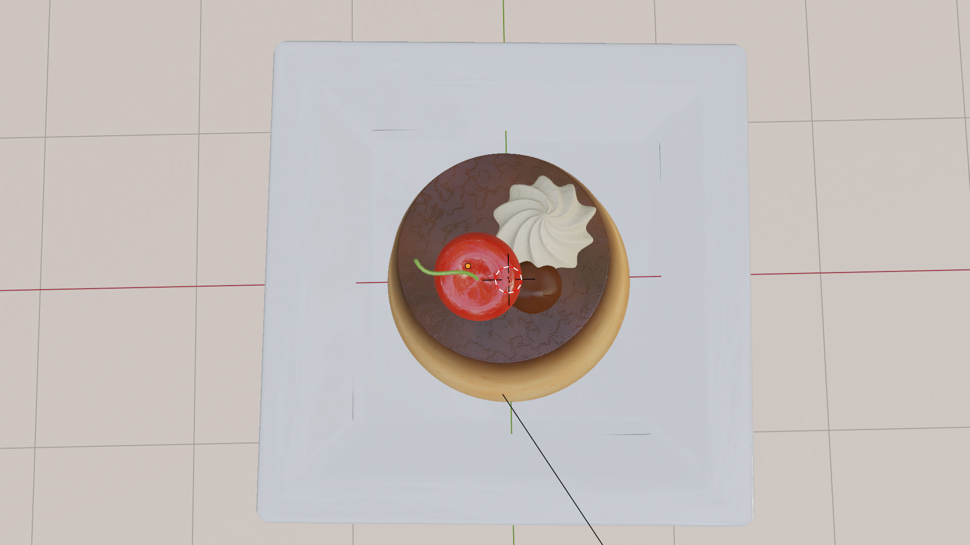 3D Cherry Caramel Cream Pudding Egg Putting Low-poly 3D model_7