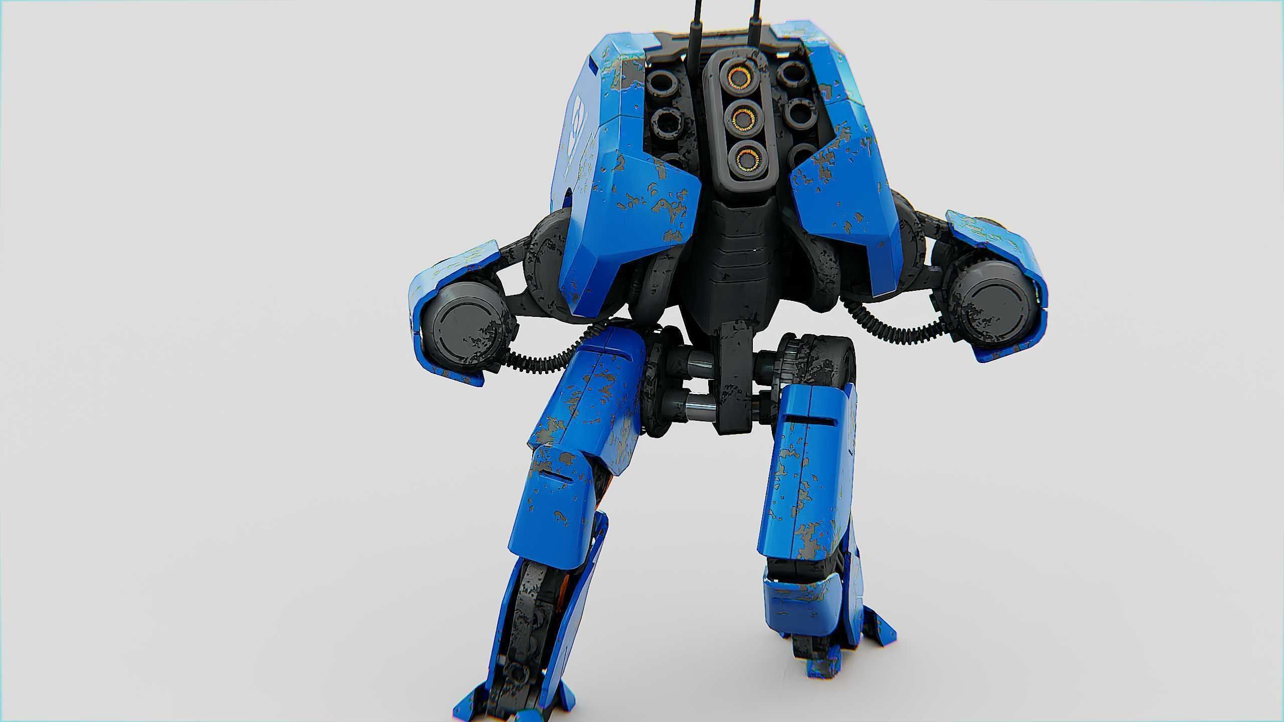 COMBAT DROID HEXA Rigged for Unreal Engine - Unity - MIXAMO 3D model_12