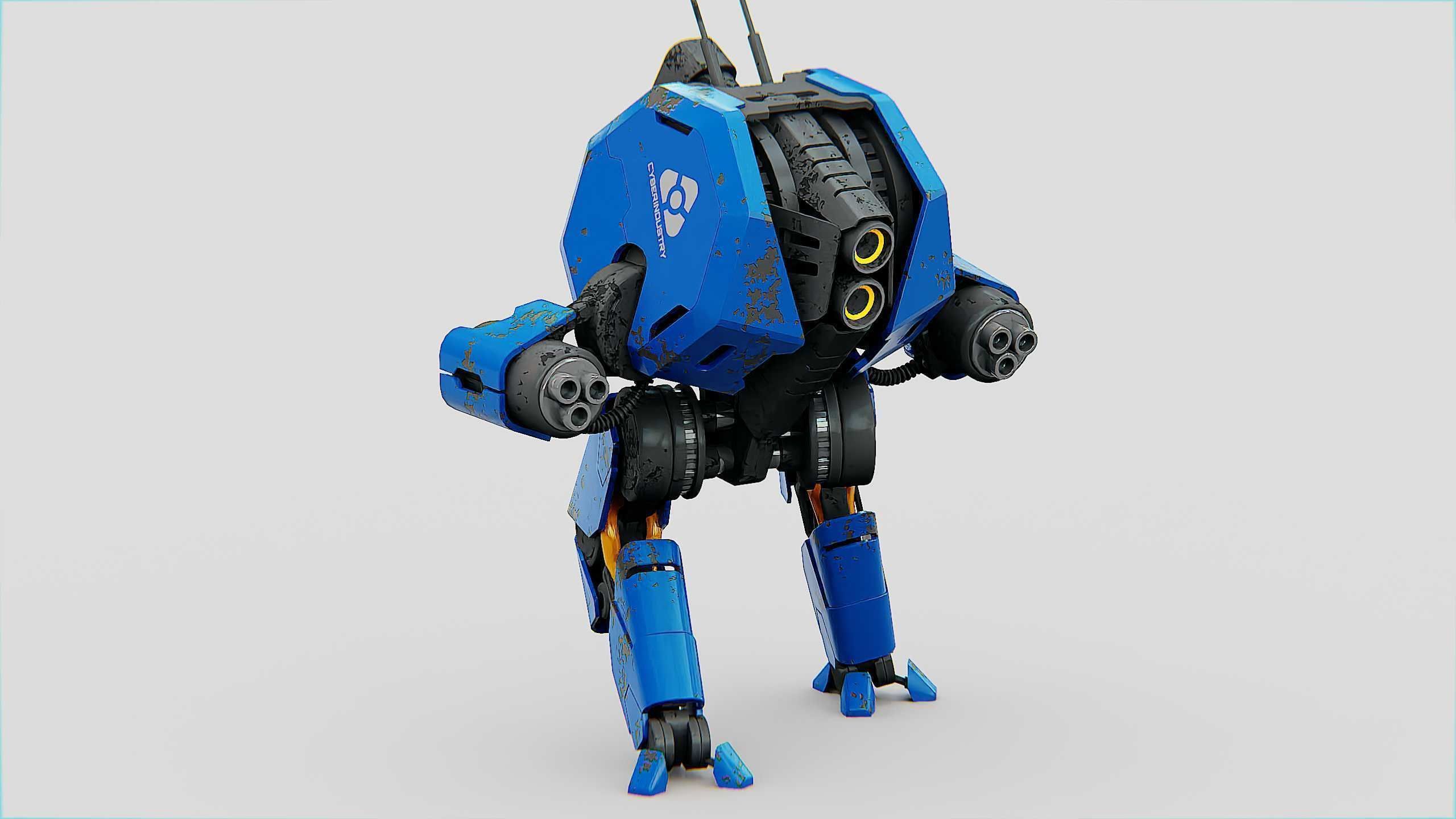 COMBAT DROID HEXA Rigged for Unreal Engine - Unity - MIXAMO 3D model_2