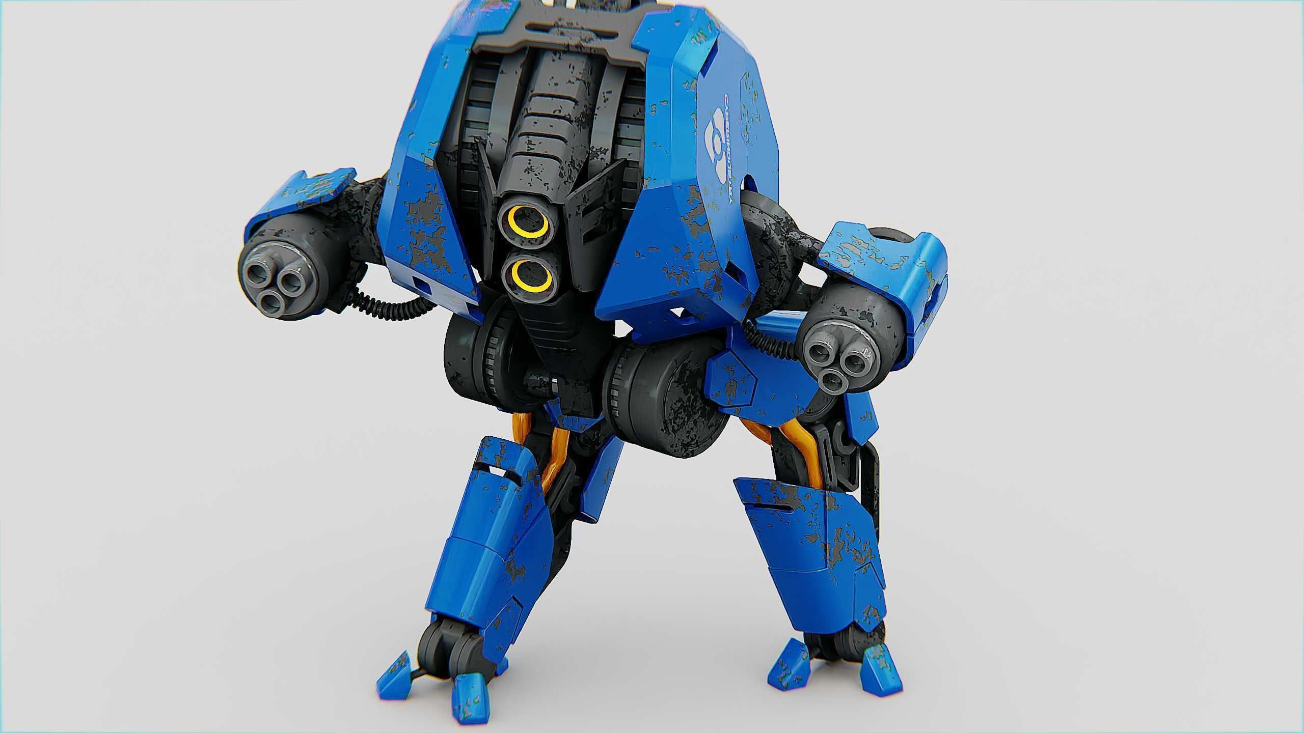 COMBAT DROID HEXA Rigged for Unreal Engine - Unity - MIXAMO 3D model_28