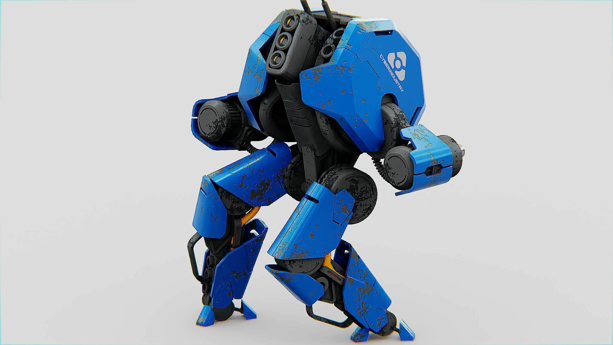 COMBAT DROID HEXA Rigged for Unreal Engine - Unity - MIXAMO 3D model_9