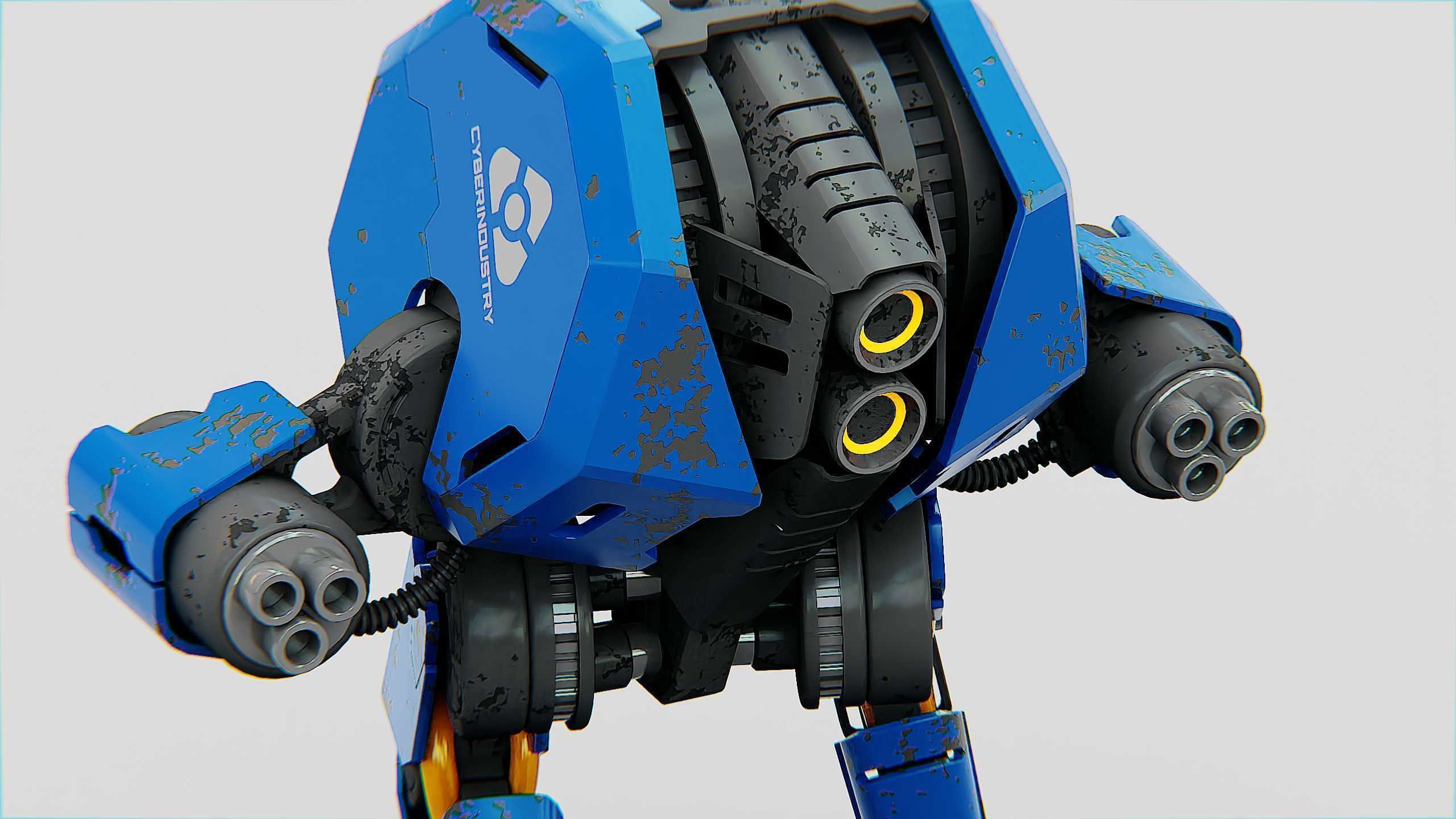 COMBAT DROID HEXA Rigged for Unreal Engine - Unity - MIXAMO 3D model_22