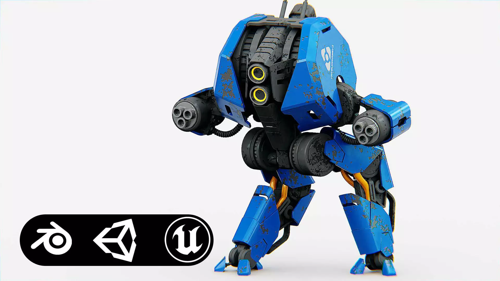 COMBAT DROID HEXA Rigged for Unreal Engine - Unity - MIXAMO 3D model_0