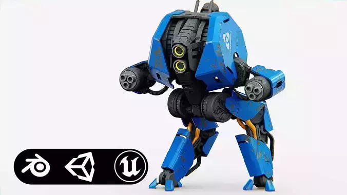 COMBAT DROID HEXA Rigged for Unreal Engine - Unity - MIXAMO 3D model