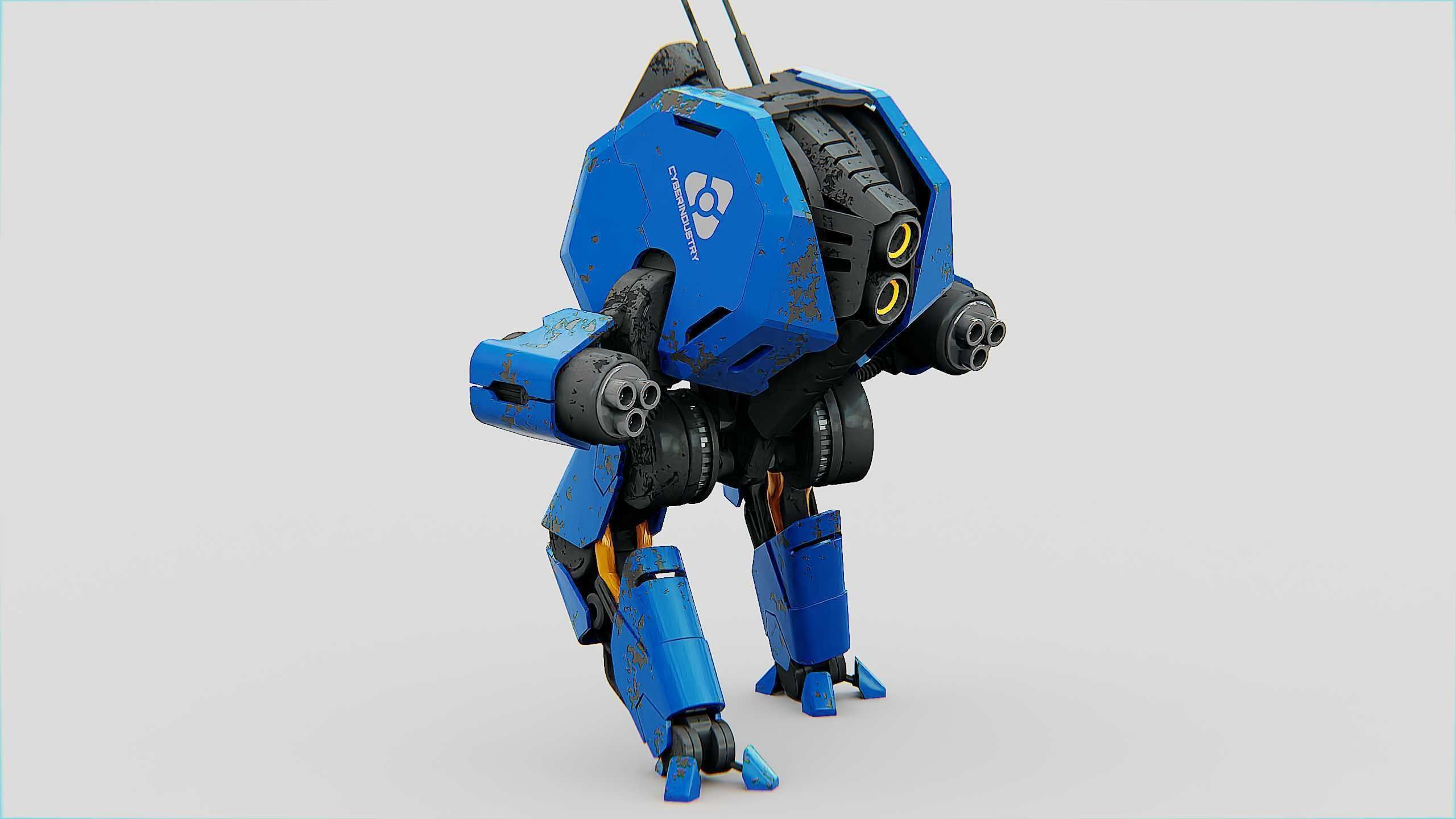 COMBAT DROID HEXA Rigged for Unreal Engine - Unity - MIXAMO 3D model_3