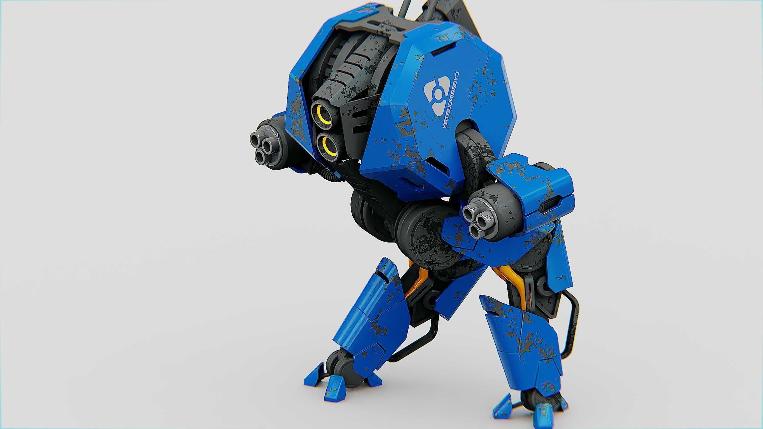 COMBAT DROID HEXA Rigged for Unreal Engine - Unity - MIXAMO 3D model_19