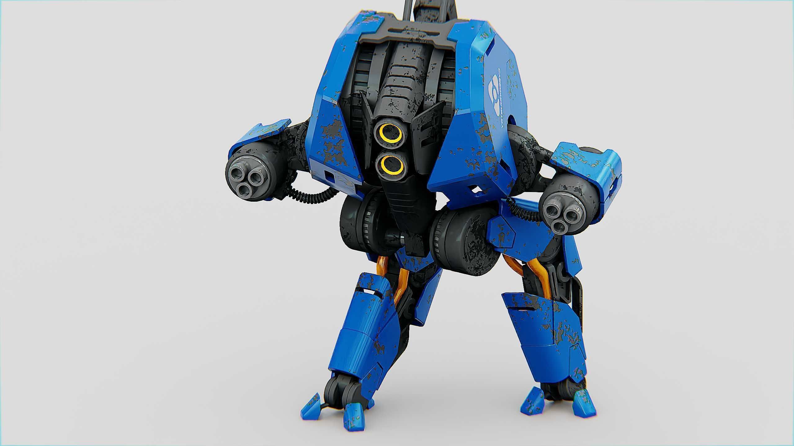 COMBAT DROID HEXA Rigged for Unreal Engine - Unity - MIXAMO 3D model_21
