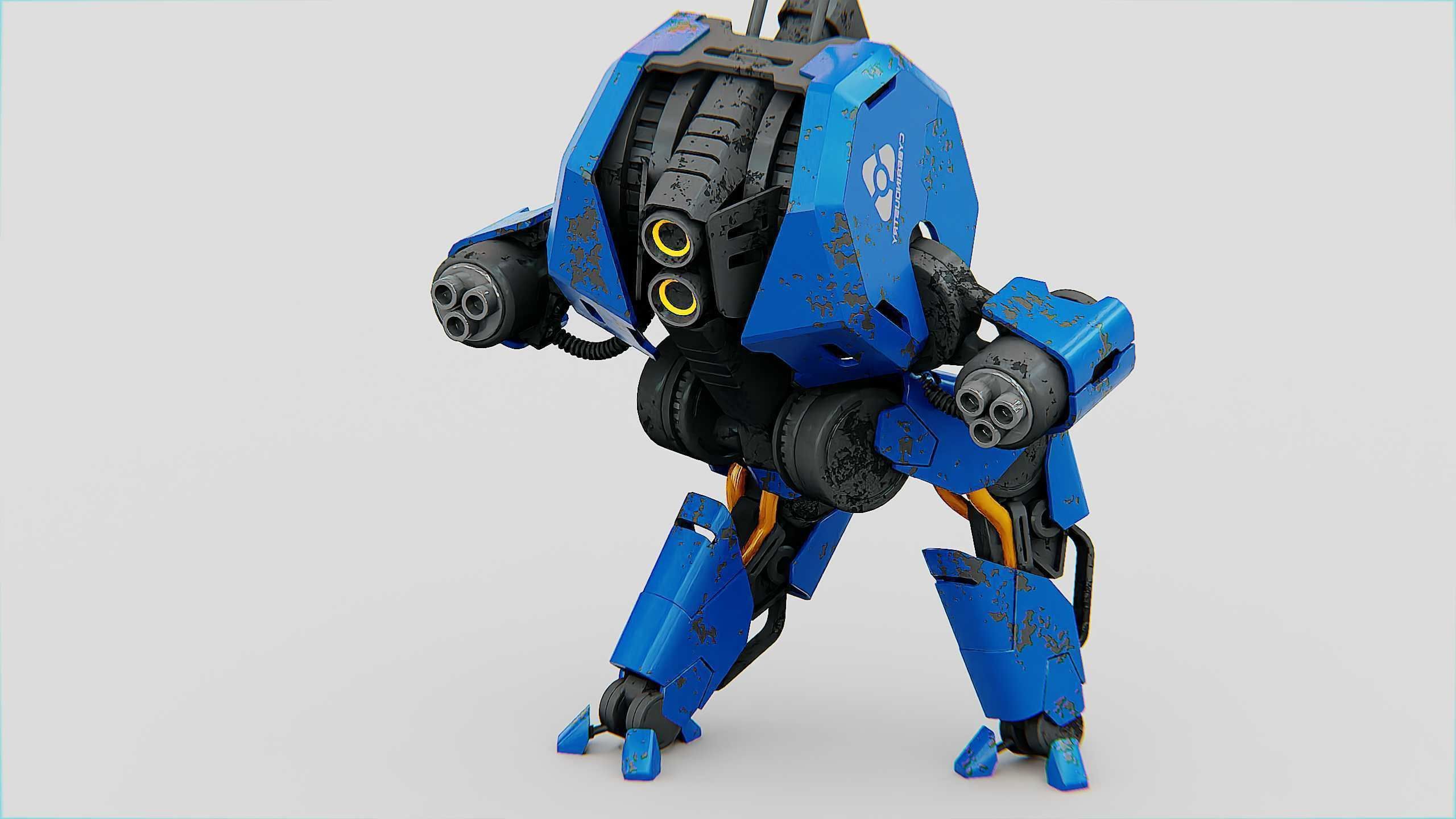 COMBAT DROID HEXA Rigged for Unreal Engine - Unity - MIXAMO 3D model_20