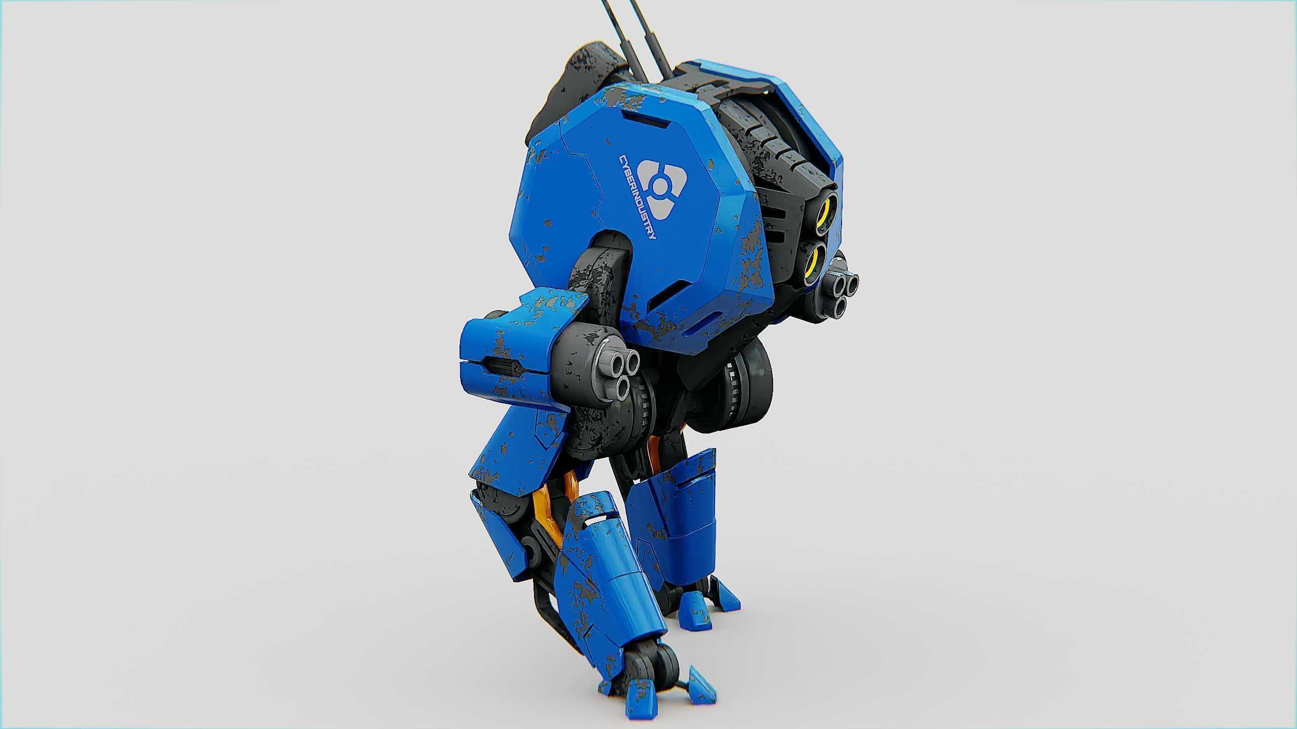 COMBAT DROID HEXA Rigged for Unreal Engine - Unity - MIXAMO 3D model_4