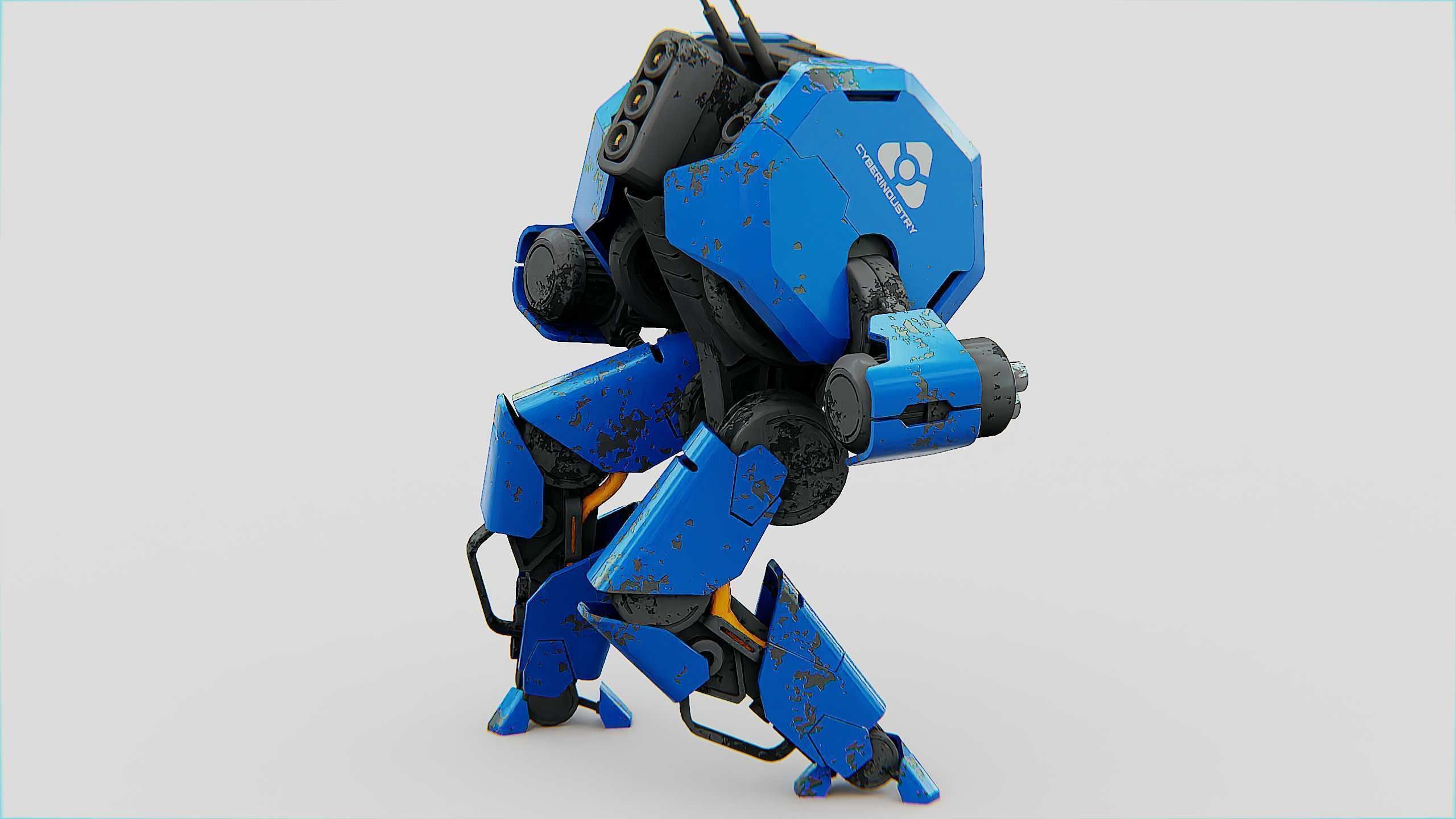 COMBAT DROID HEXA Rigged for Unreal Engine - Unity - MIXAMO 3D model_8