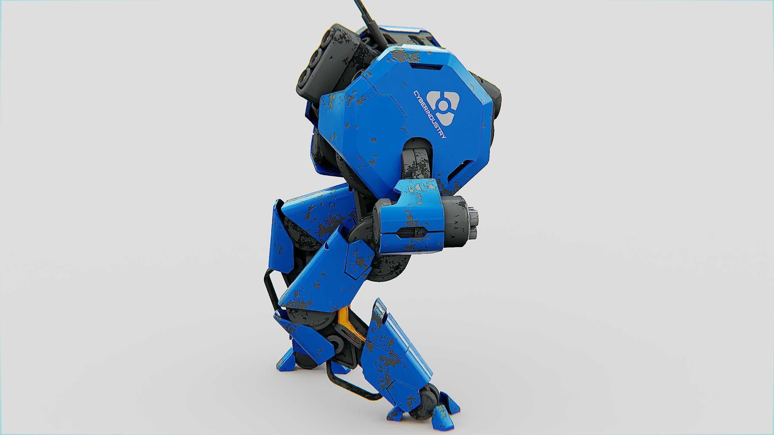 COMBAT DROID HEXA Rigged for Unreal Engine - Unity - MIXAMO 3D model_7