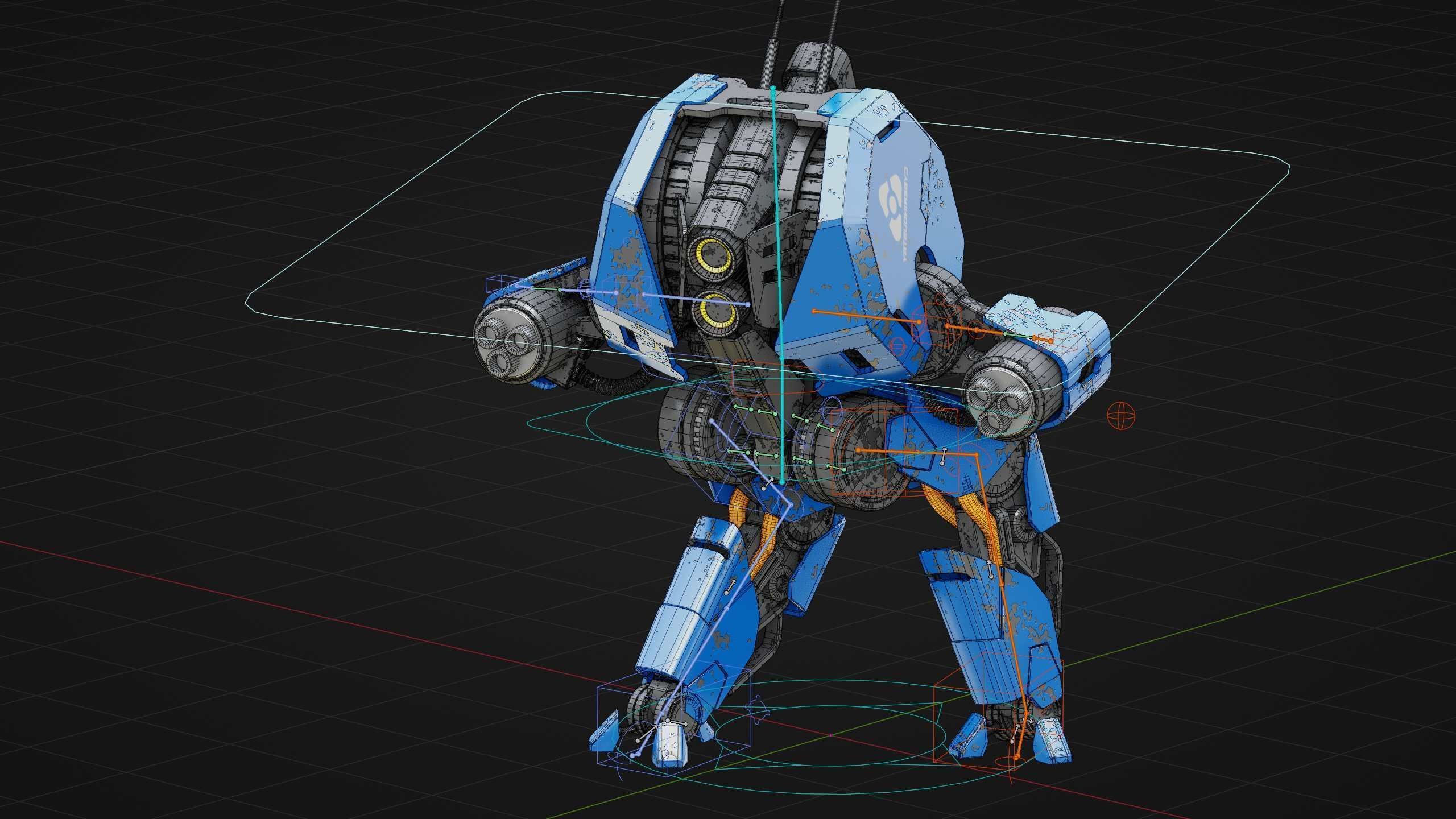 COMBAT DROID HEXA Rigged for Unreal Engine - Unity - MIXAMO 3D model_37