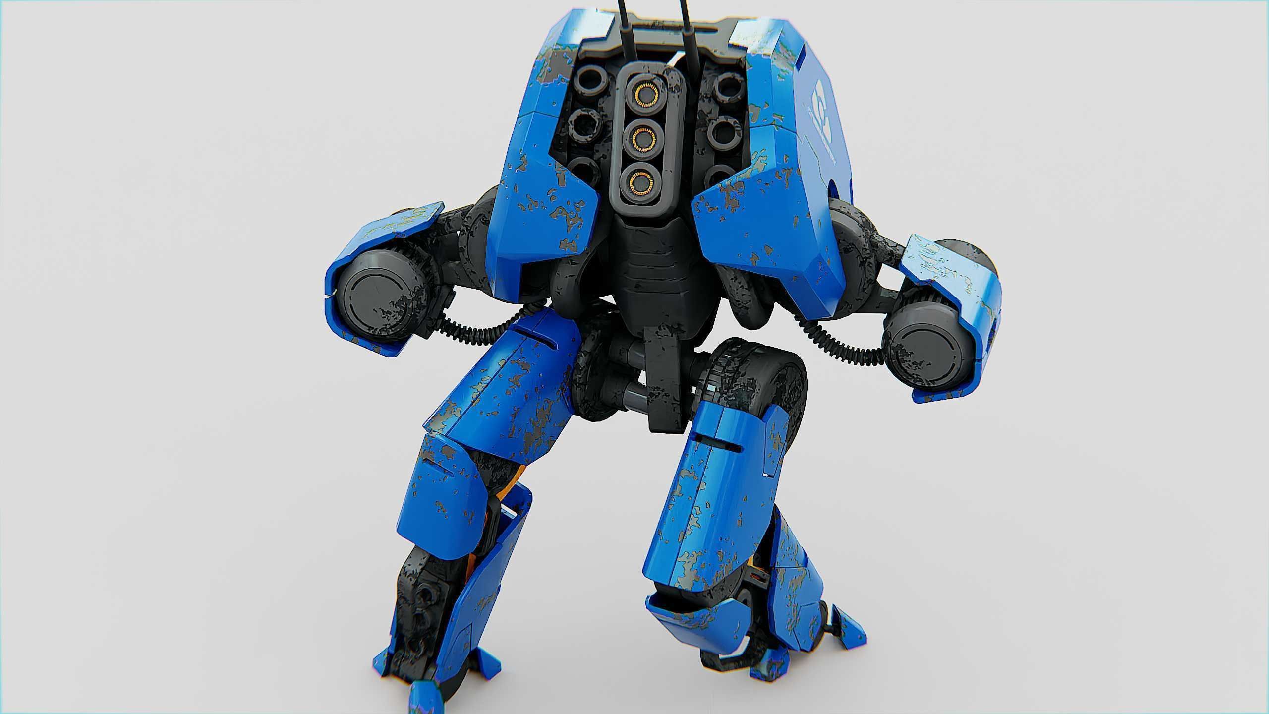 COMBAT DROID HEXA Rigged for Unreal Engine - Unity - MIXAMO 3D model_29