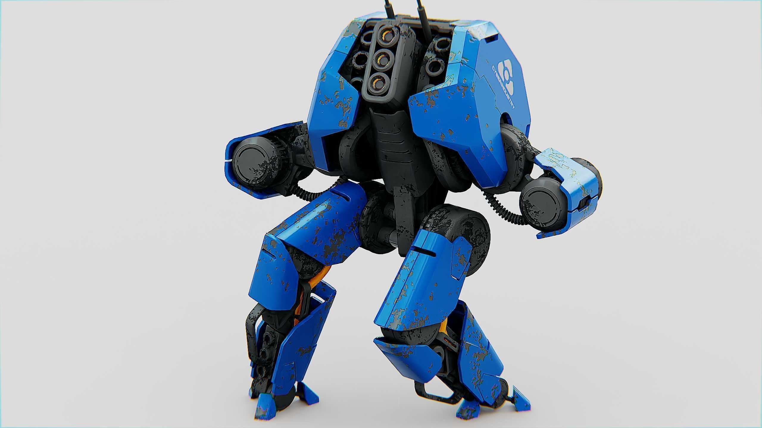 COMBAT DROID HEXA Rigged for Unreal Engine - Unity - MIXAMO 3D model_10