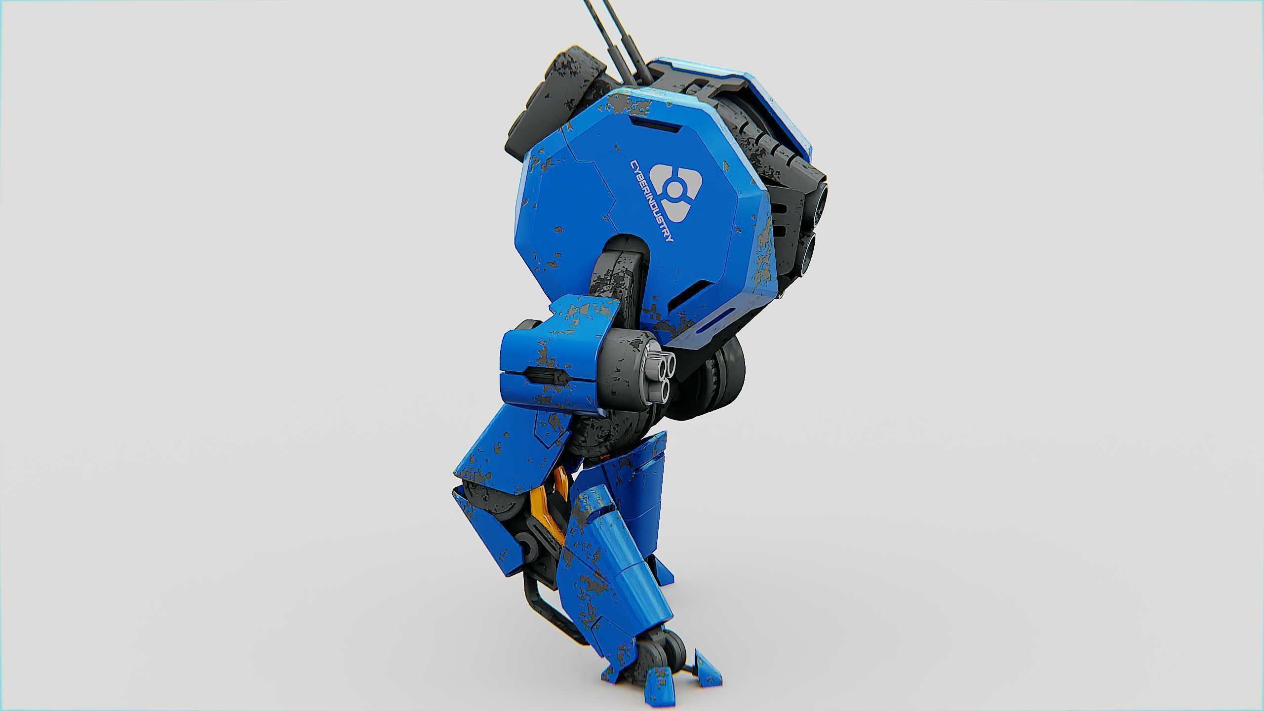 COMBAT DROID HEXA Rigged for Unreal Engine - Unity - MIXAMO 3D model_5