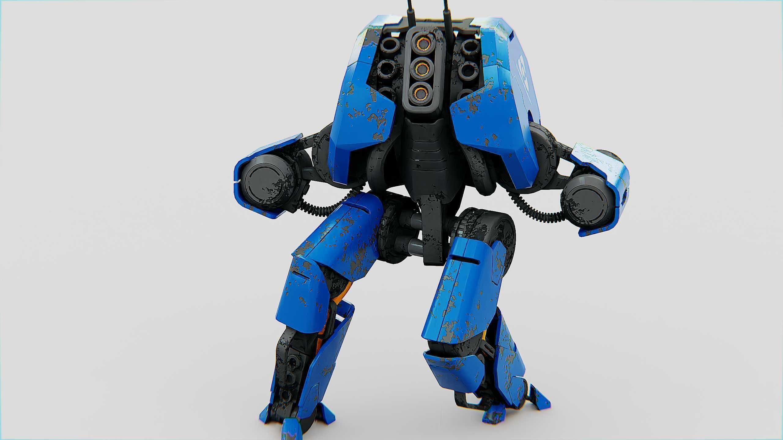 COMBAT DROID HEXA Rigged for Unreal Engine - Unity - MIXAMO 3D model_11