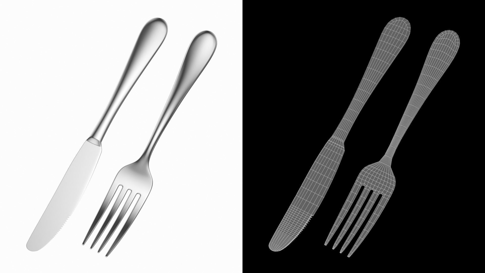 Dessert Knife and Fork Generic Cutlery 3D model_3