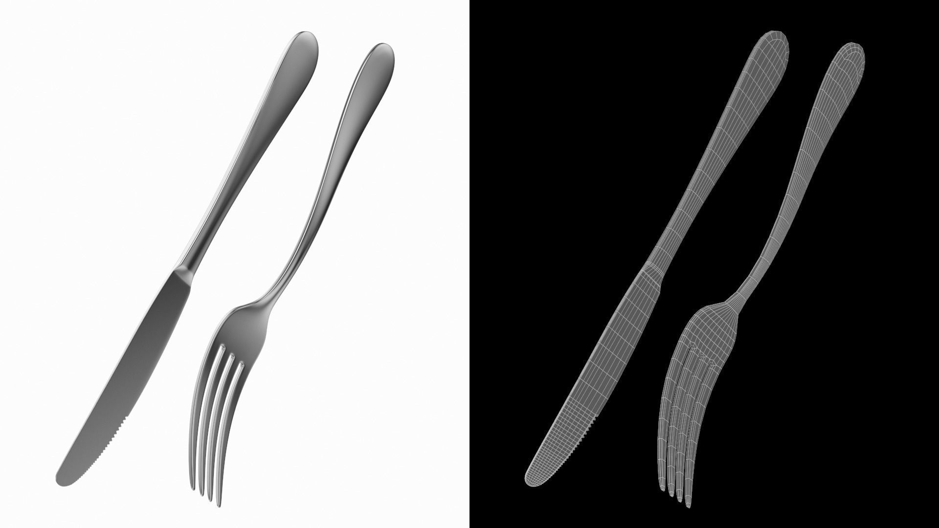 Dessert Knife and Fork Generic Cutlery 3D model_5