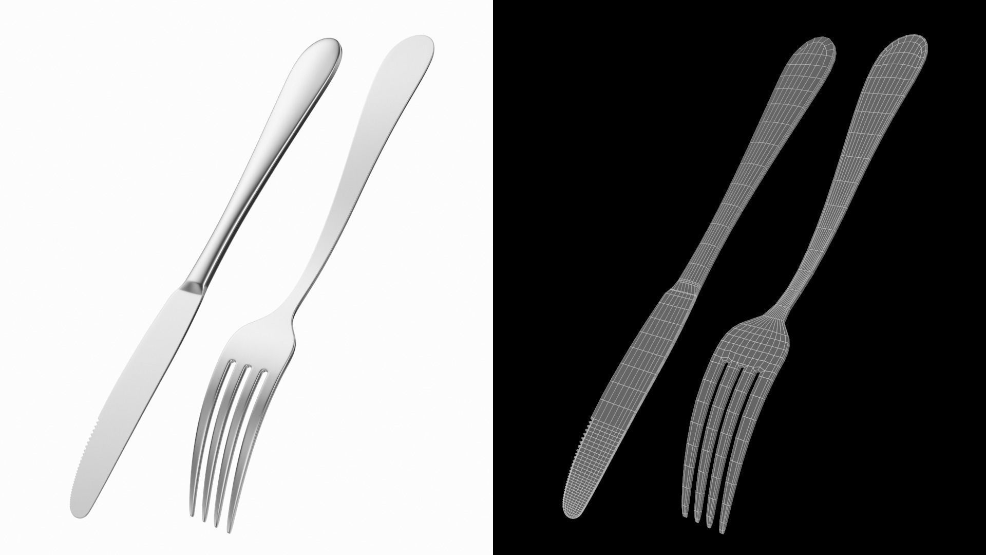 Dessert Knife and Fork Generic Cutlery 3D model_8