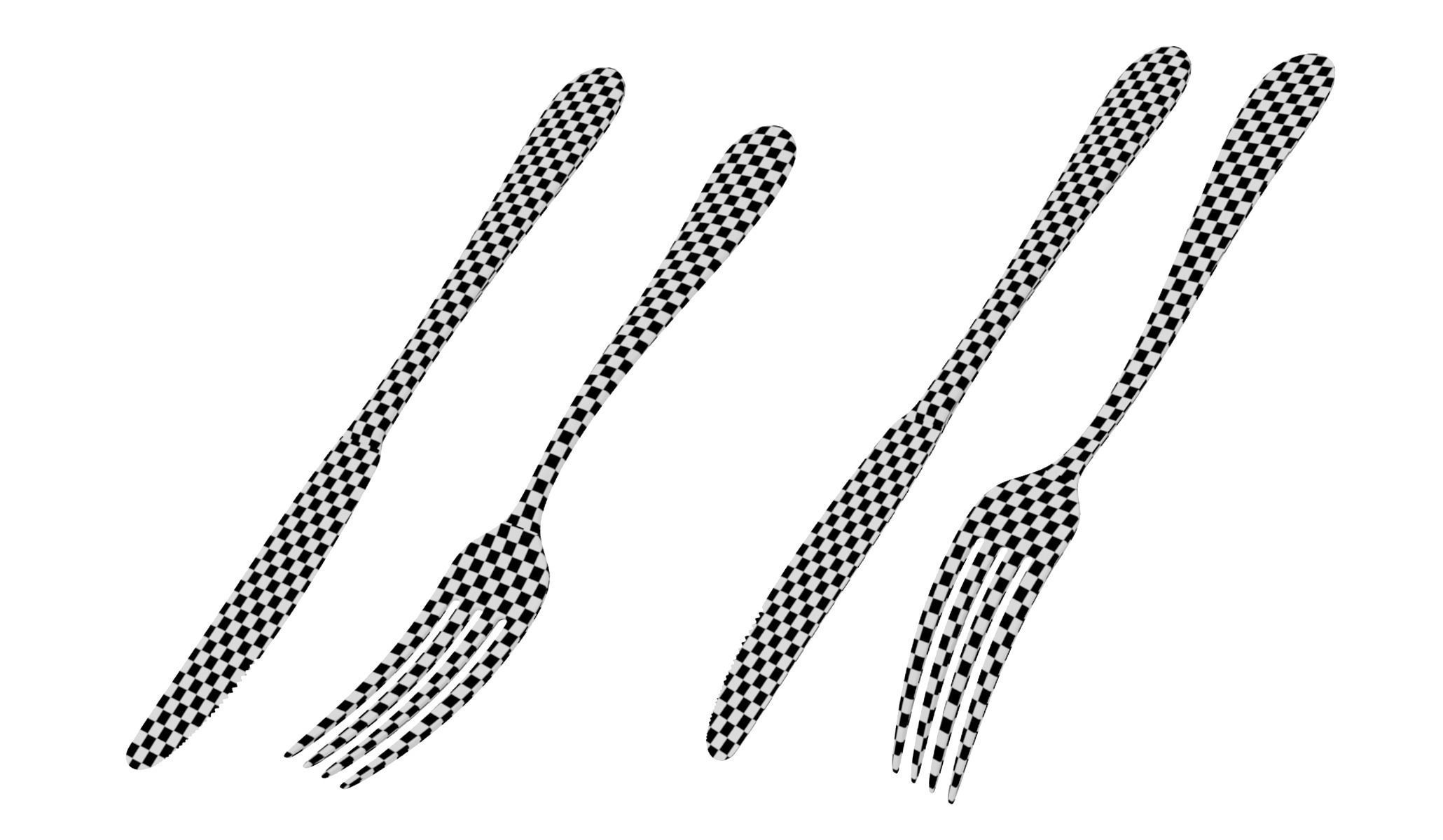 Dessert Knife and Fork Generic Cutlery 3D model_16