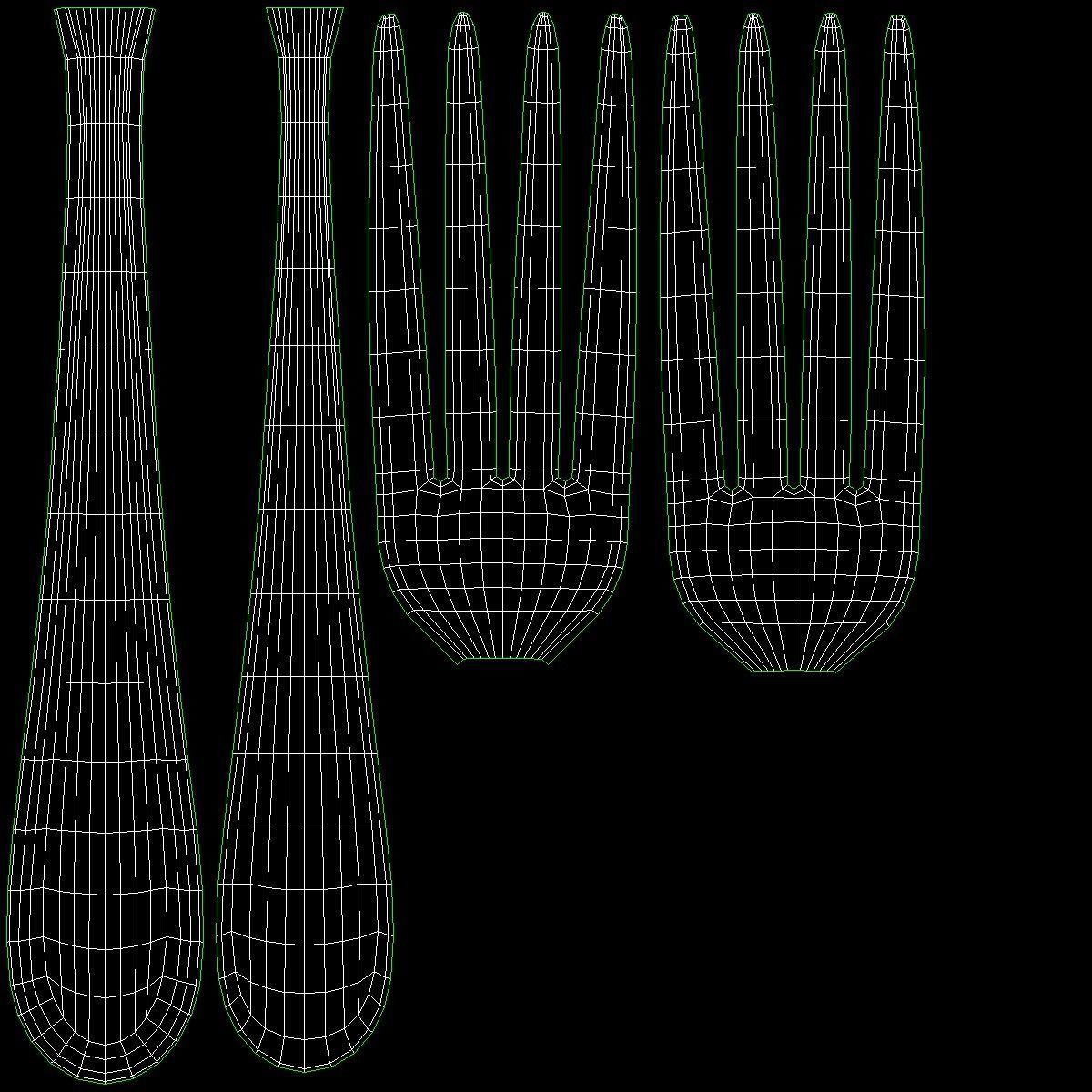 Dessert Knife and Fork Generic Cutlery 3D model_17