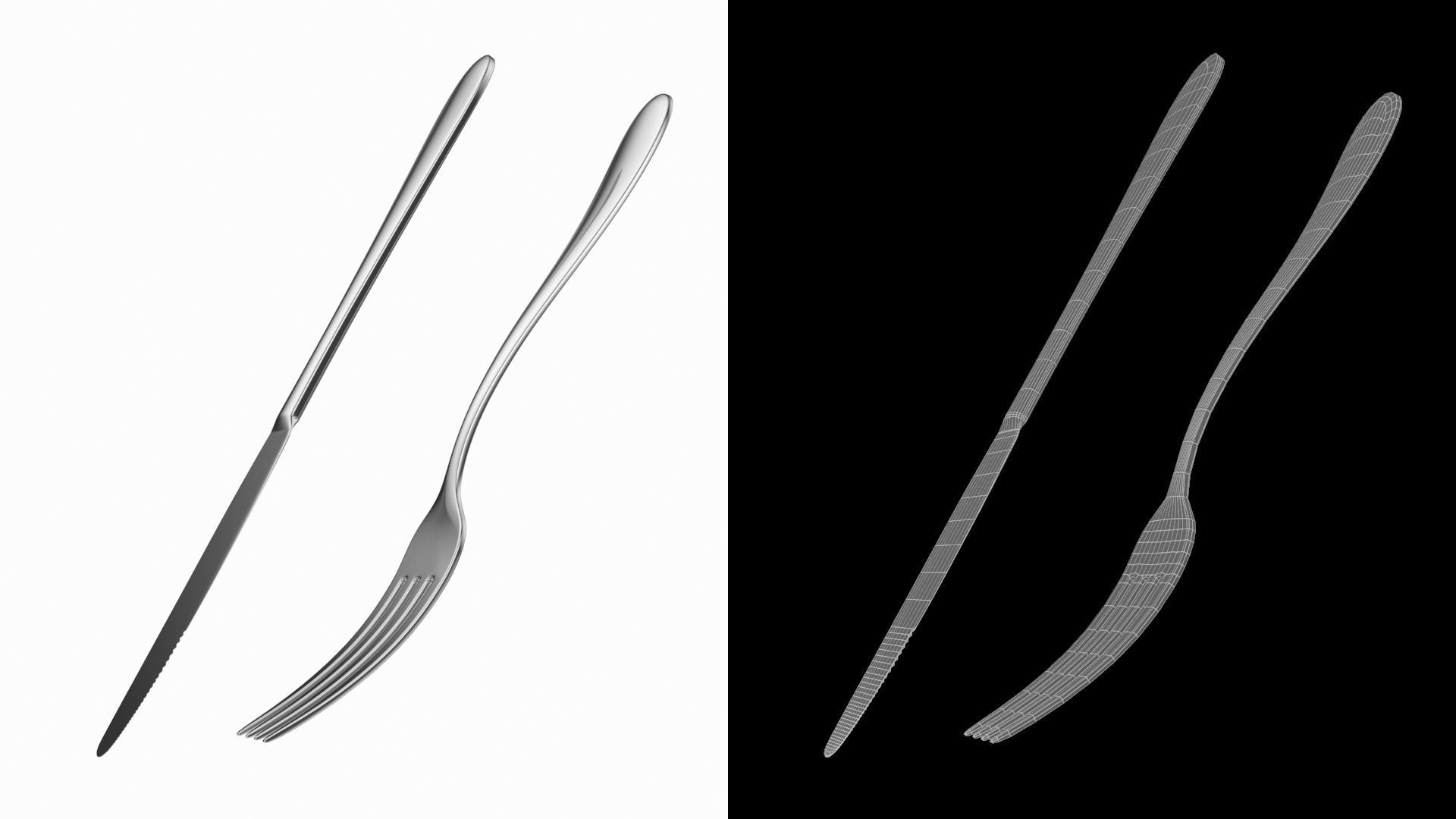 Dessert Knife and Fork Generic Cutlery 3D model_13